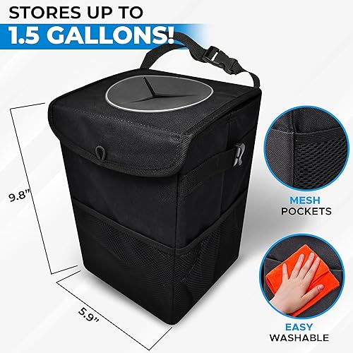 Miniatura 4 de EcoNour Bolsa de basura plegable para automóvil con bolsillos de almacenamiento, bolsa de basura impermeable para auto, multifuncional y plegable,