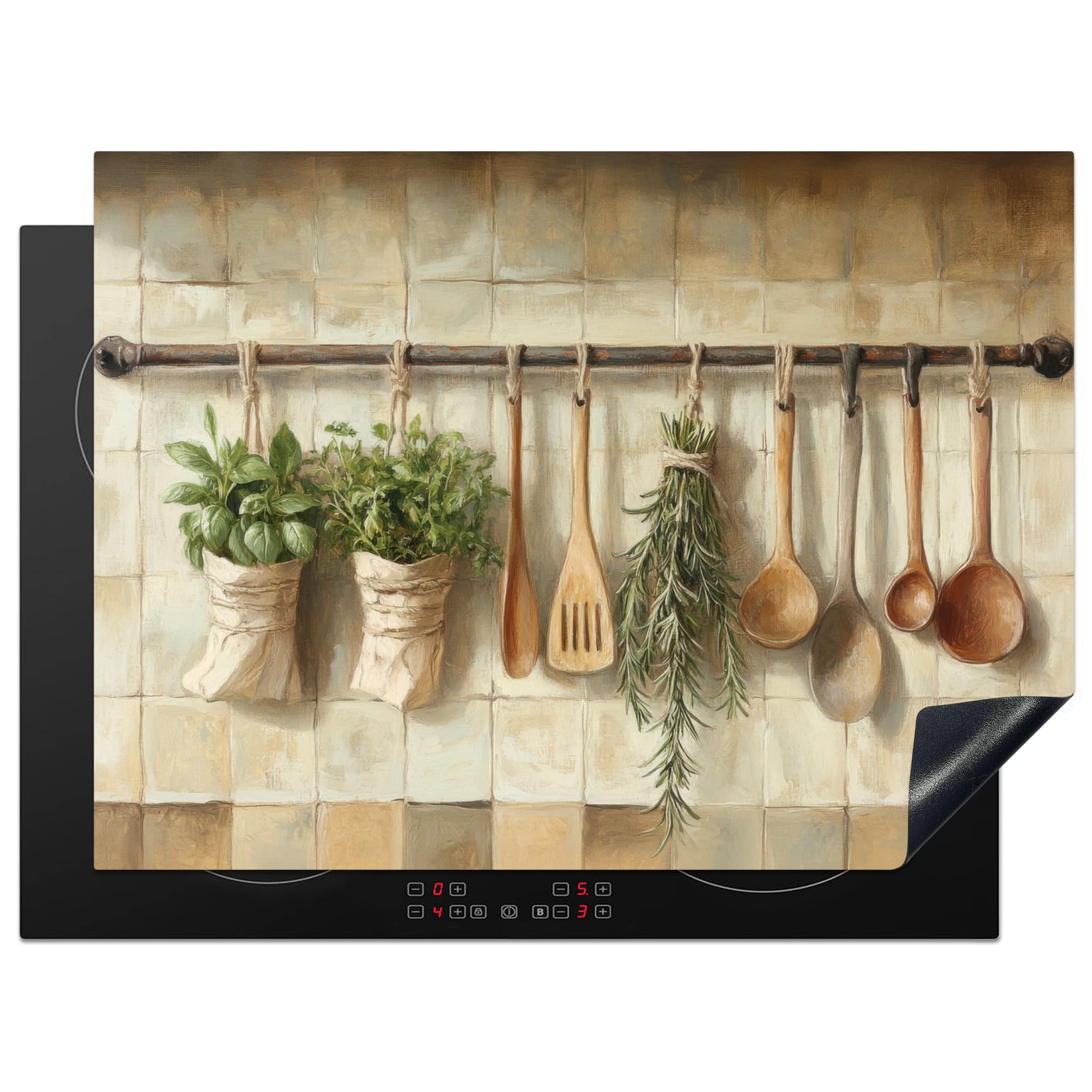 KitchenYeah© Induction Hob Cover Protector Mat 20.5"x28" / 71x52 cm Kitchen Universal Ceramic Covers for Electric Cookers Vinyl Wood - Kitchenware - Still Life - Tiles