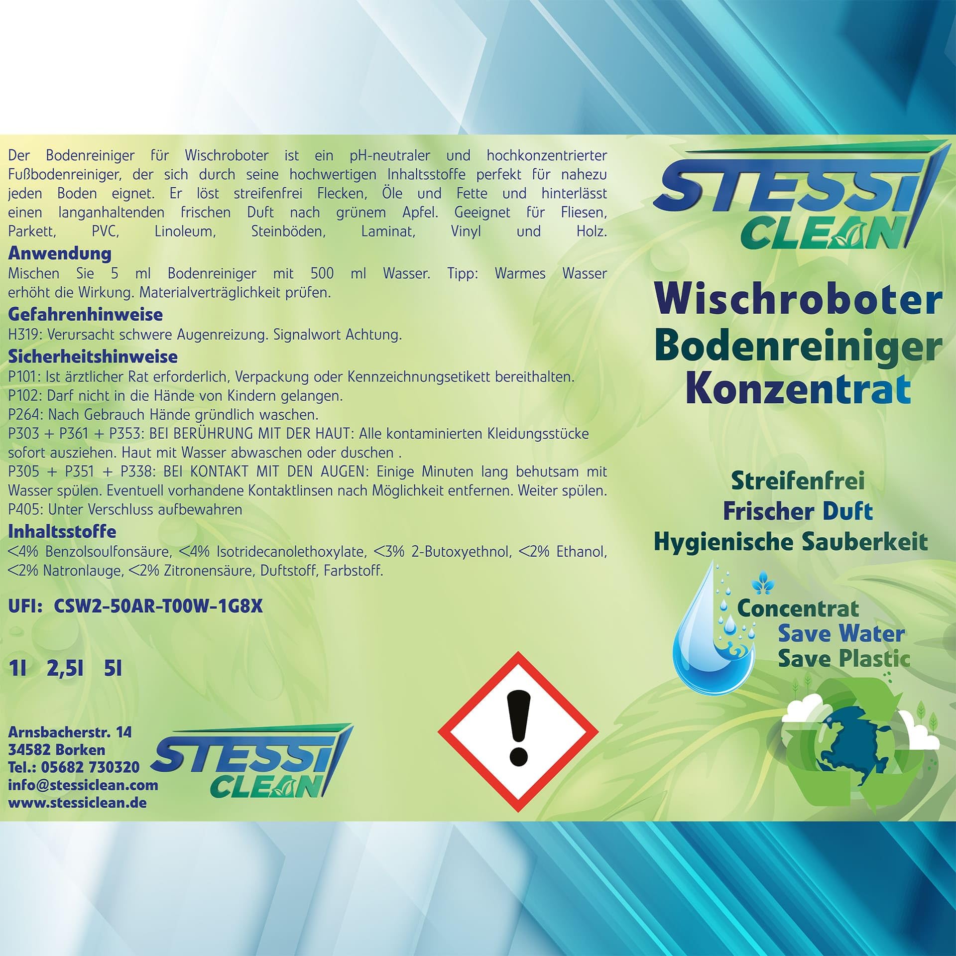 Bodenreiniger | 10 Liter | für alle Wischroboter | Saugwischer | Reinigungsmittel & Streifenfrei | Reinigungsmittel Konzentrat für alle Böden