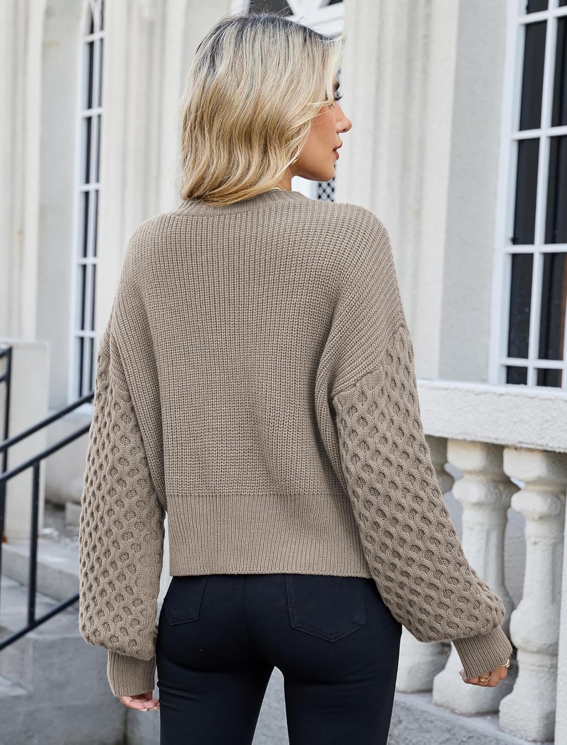 ZAFUL Women Sweaters Cardigan Chunky Ribbed Knit Open Front Long Sleeve Button Loose Short Cardigan Outerwear Coats - Image 2