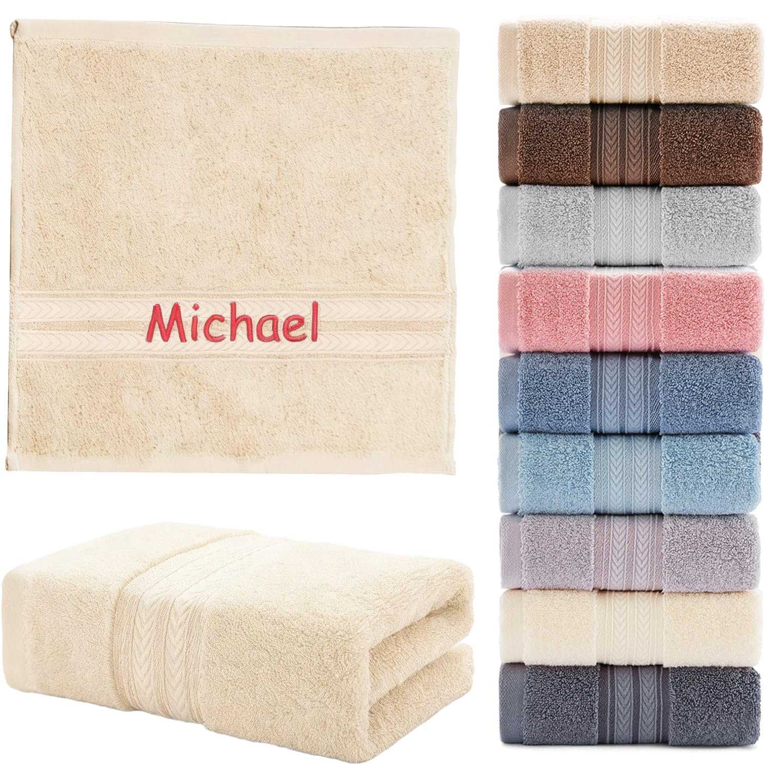 SWETHT Personalised Embroidered Towel with Custom Name - Luxury Soft Face Cloth| Bath Sheet for Baby, Kids & Adults | Unique Wedding, Birthday Gift Idea 100% Cotton