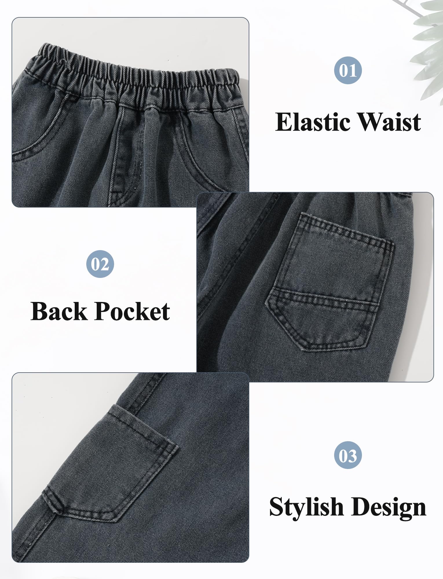 Happy Cherry Baggy Jeans Jungen Hose Denim Teenager Weitem Bein Vintage Streetstyle 5-14 Jahre Elastischer Bund 110-170