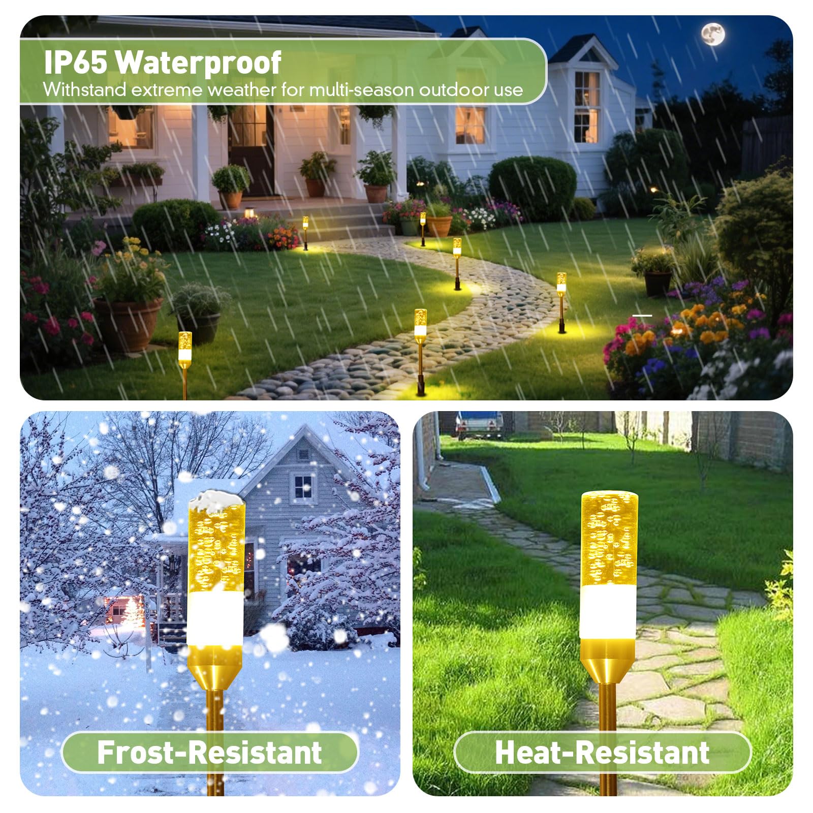 Gartenbeleuchtung 6er, Gartenleuchte mit Erdspieß, IP65 Wasserdicht LED Gartenstrahler mit Stecker, Gartenlampe mit Kabel, Außen Gartenleuchten Warmweiß 2700K für Rasen, Terrasse, Hof(570LM)