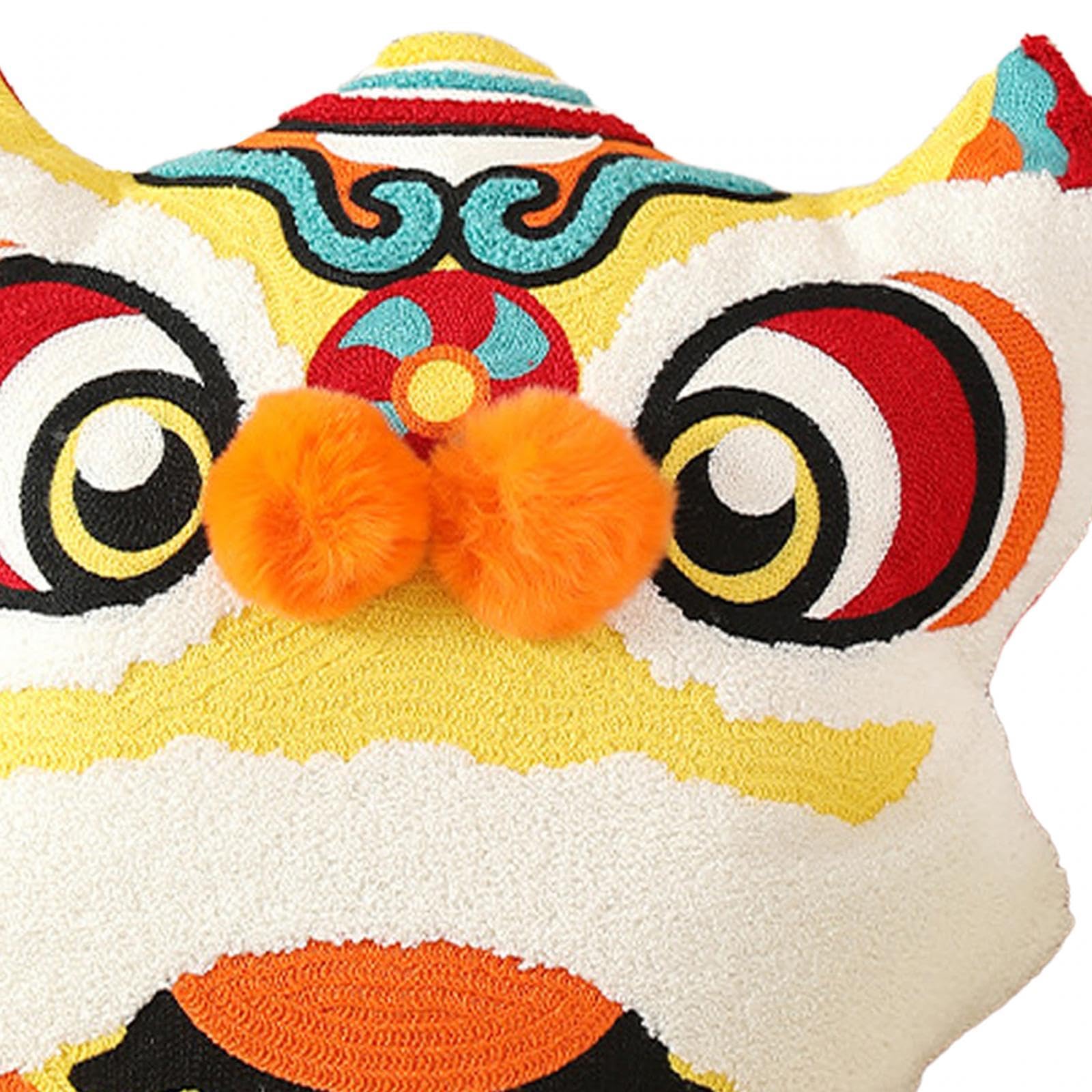 MERISHOPP Chinese New Year Pillow Lion Spring Festival China Home Decor 48x45cm Yellow| Memory Foam Pillow | Soft Sleeping Pillow-picture-11