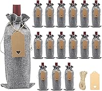 Vista 8 de DIWNELEM 16 Pack Burlap Jute Wine Gift Bags with Drawstring, Perfect for Wine Tasting, Weddings, Parties & Travel