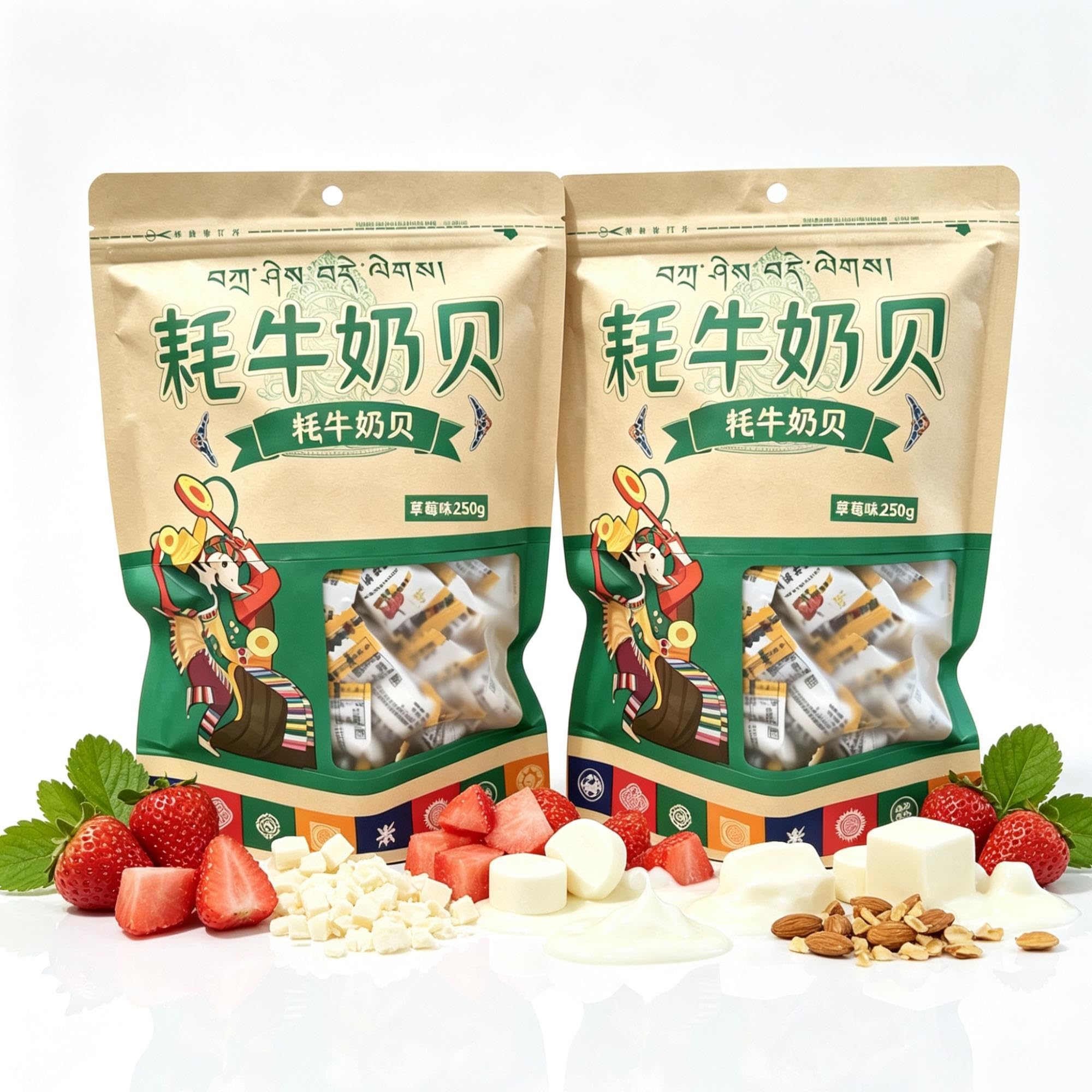 Tabletki z mlekiem jaka truskawkowego 250g – 2 opakowania, chrupiący