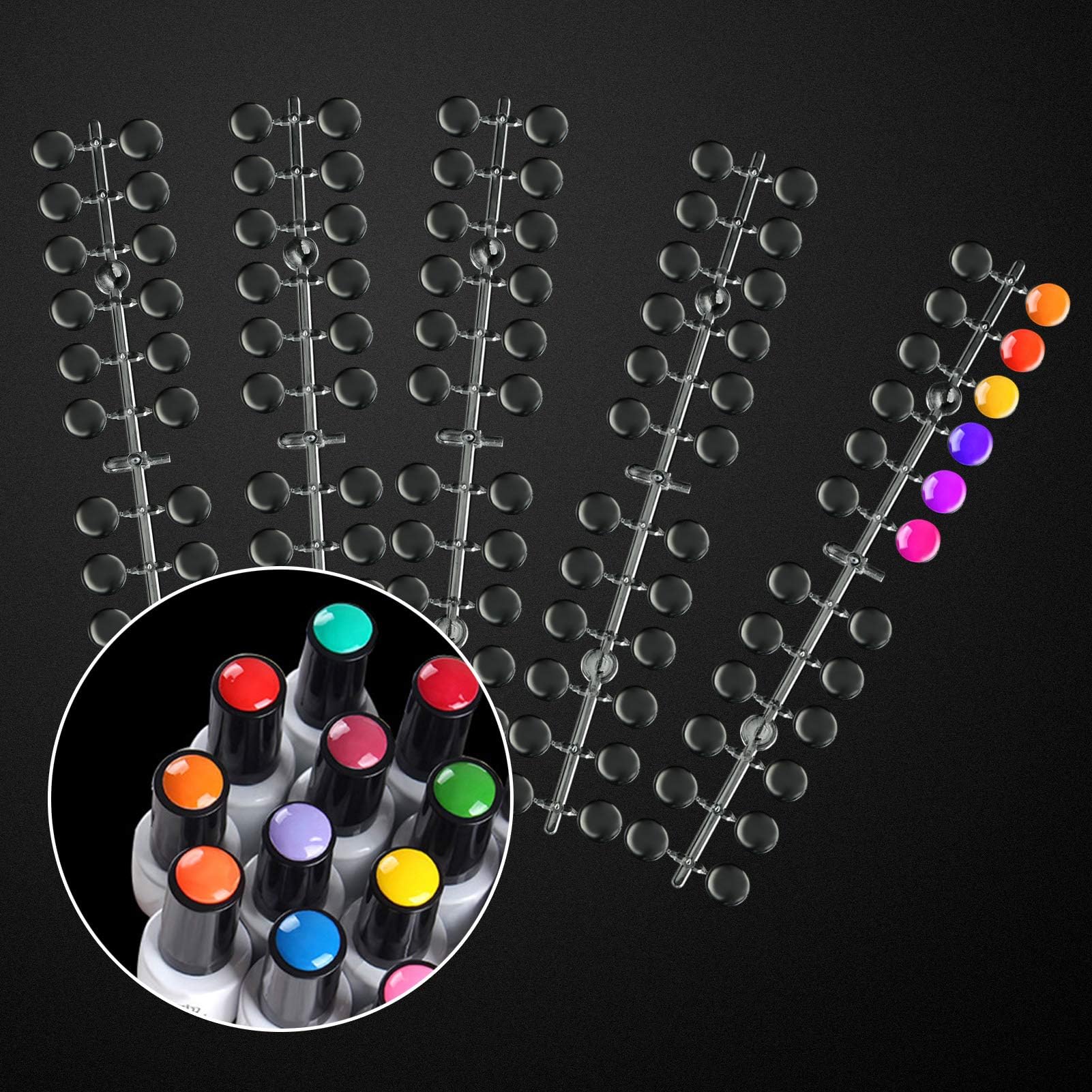 Biubee240 Pcs Round False Nail Display Tips- Transparent Nail Art Display Chart Nail Art Color Display Tips Tool Nail Swatch Sticks with Adhesive Sticker for Nail Polish Training Practicing Color Displaying