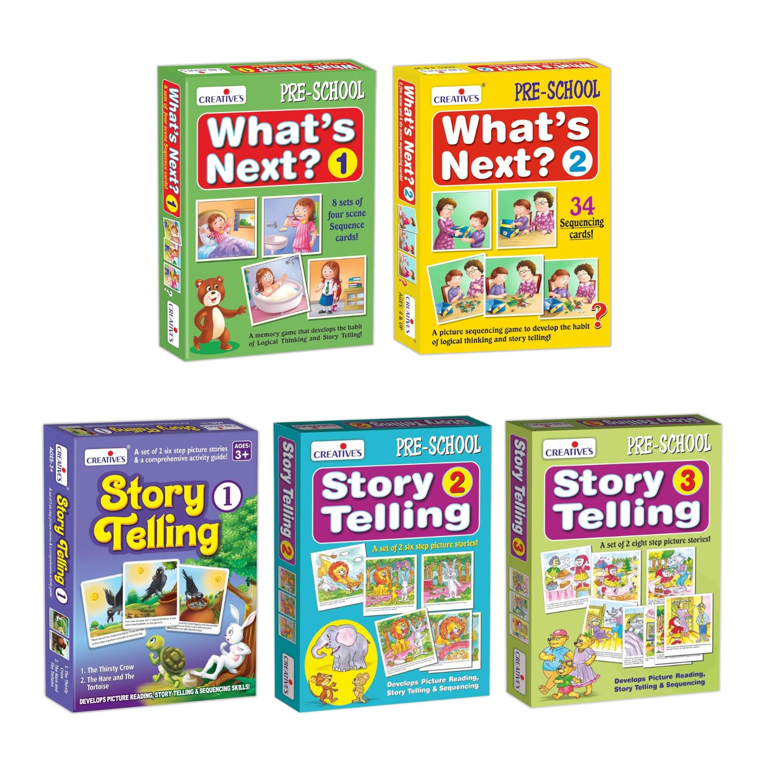 Creative's Language & Sequencing Development Kit for Kids Age 3+ | Picture Sequencing, Storytelling, Speech & Vocabulary Building Games | What's Next? 1 & 2 + Story Telling 1, 2 & 3 | Pack of 5-image-49