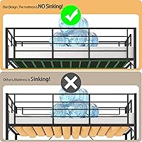 Vista 4 de Cama tipo loft individual de 75 pulgadas de alto con barandilla alta, marco de cama que ahorra espacio con peldaños anchos de escalera, no se hunde
