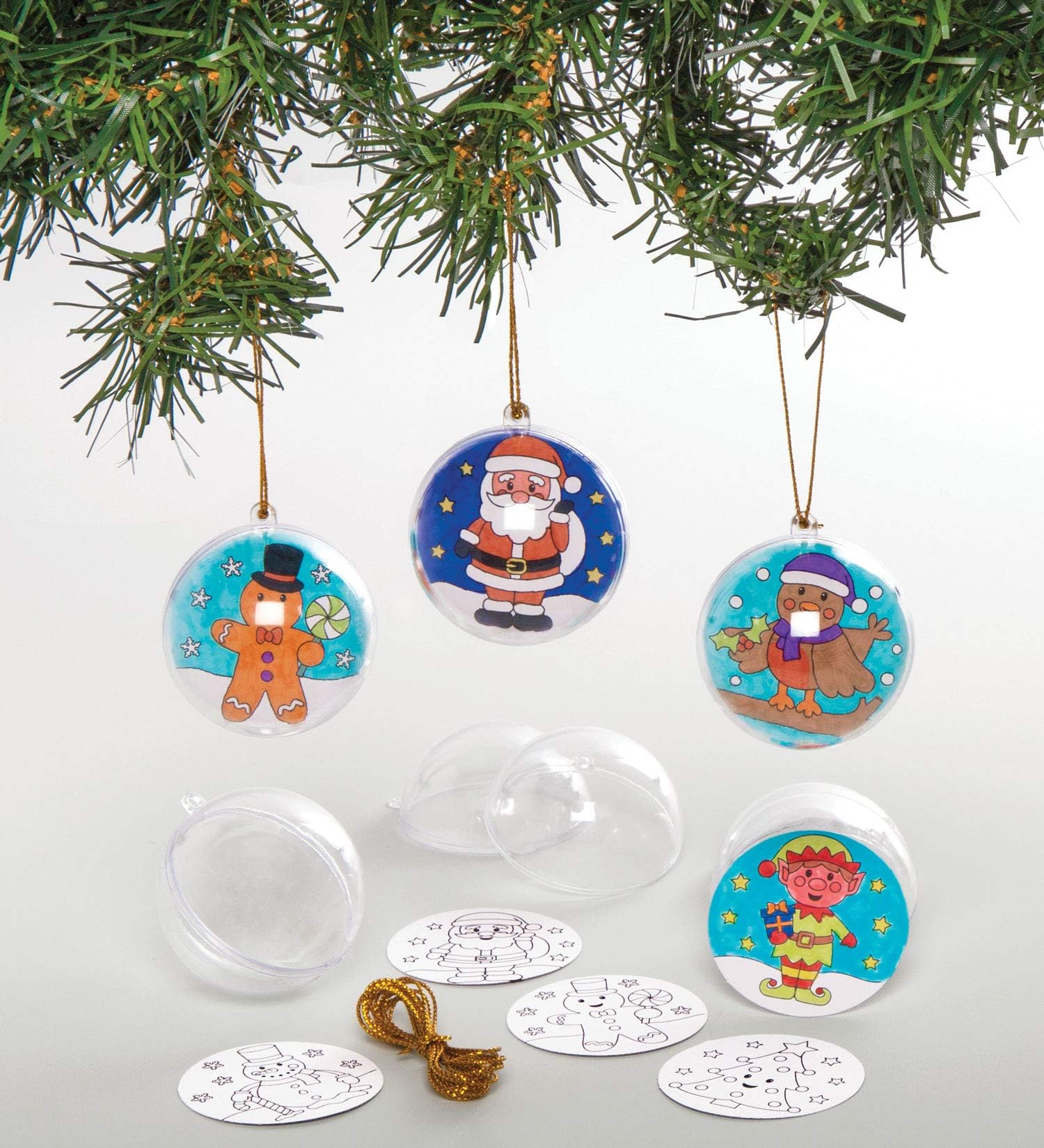 Baker RossAT163 Christmas Colour in Baubles, Festive Arts and Crafts (Pack of 8), Assorted