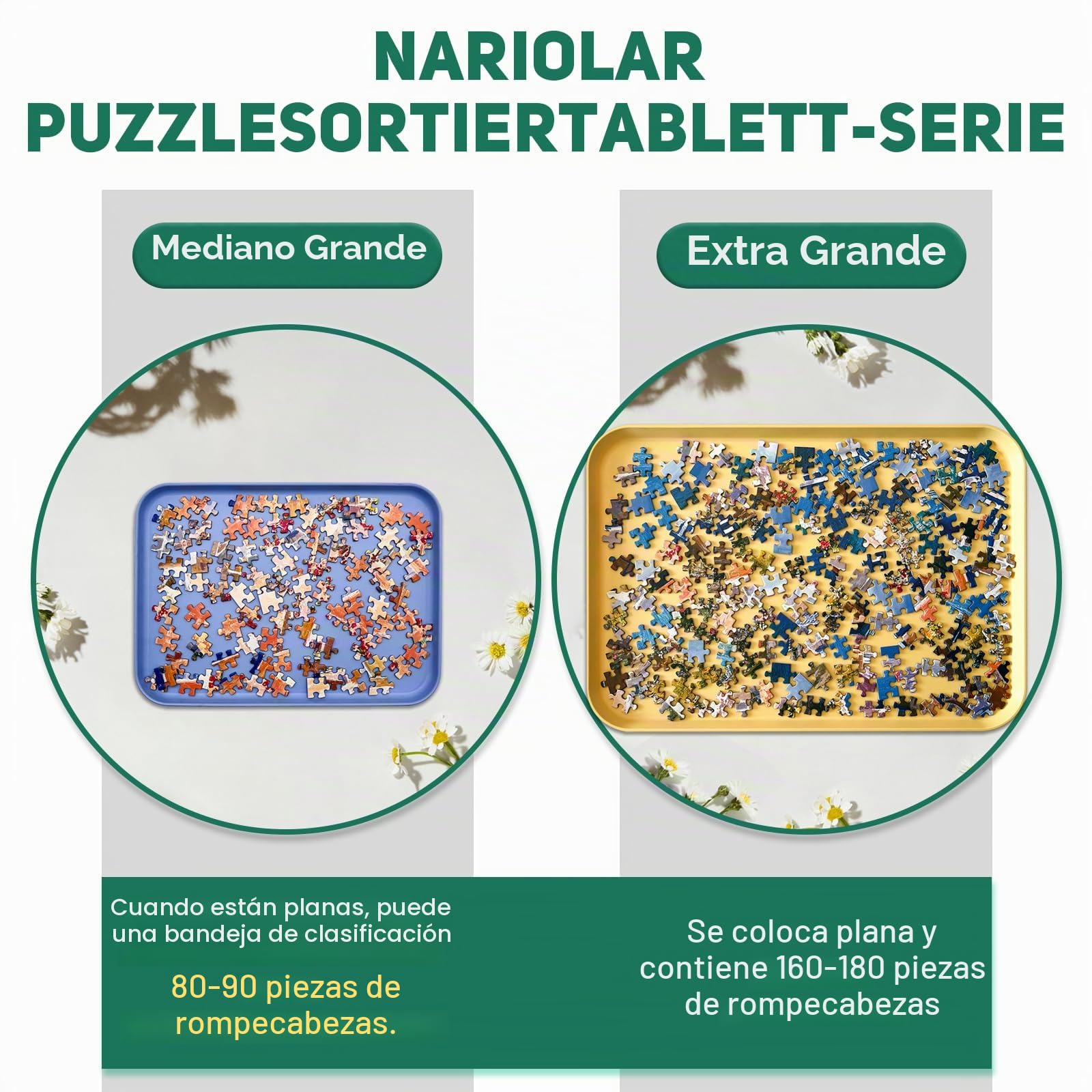 Nariolar 43,0 x 30,5 cm. Clasificador de puzles apilable | Juego de 6 bandejas para clasificar 2000/3000/5000 piezas de rompecabezas