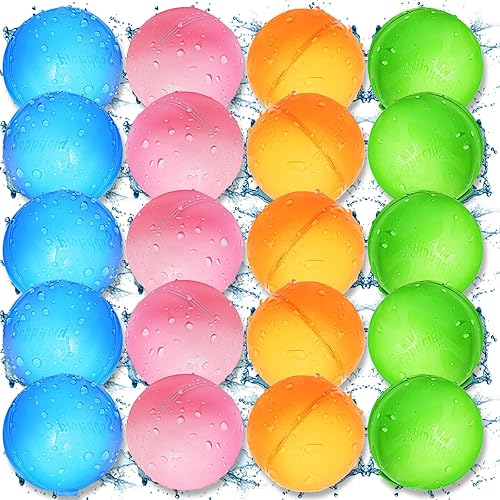SOPPYCID - 20 globos de agua reutilizables, juguetes de piscina y playa para niños, diversión de verano al aire libre, juguetes de agua para niños y
