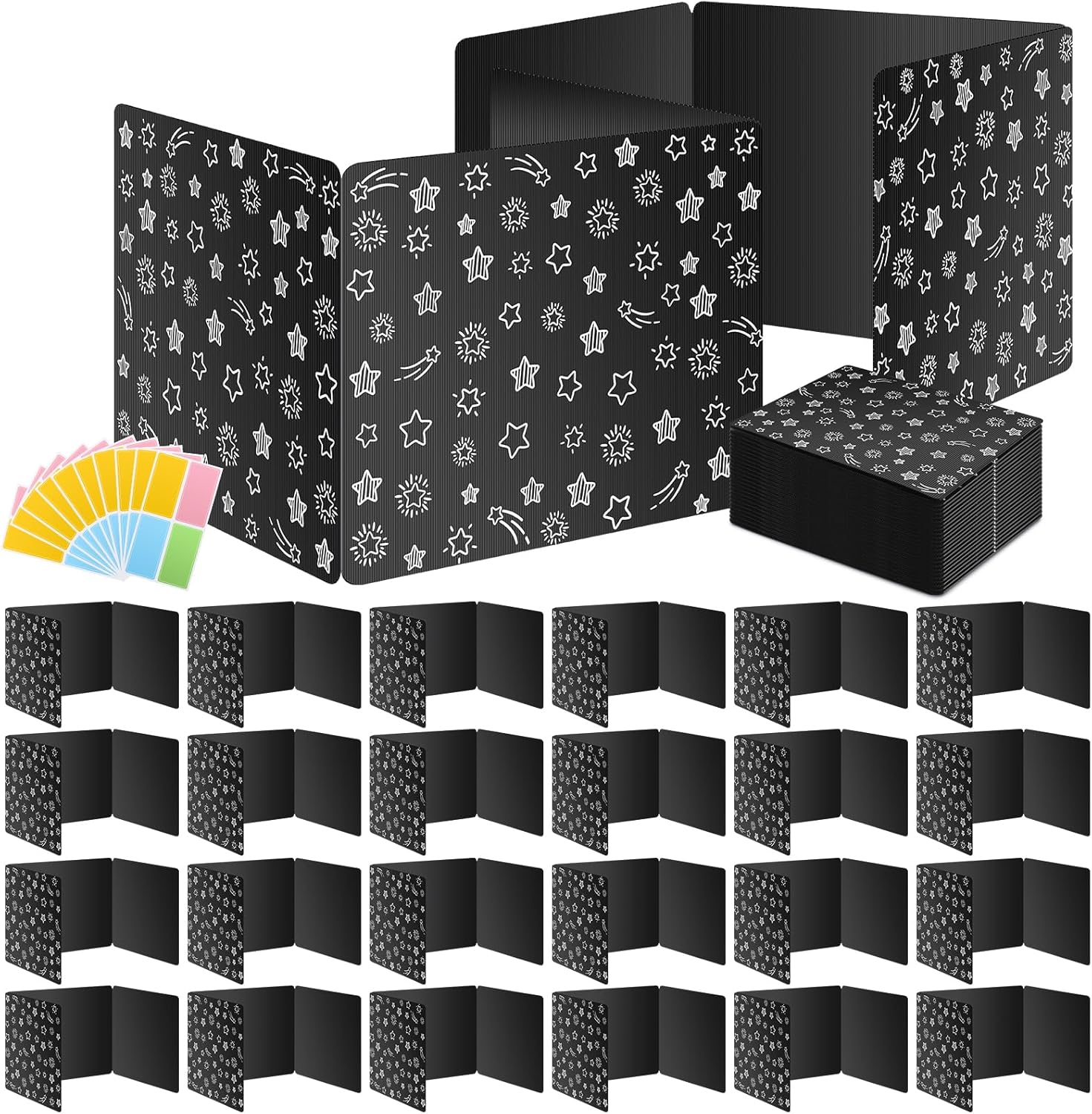 Black 24-Pack Desk Dividers for Students, Waterproof Plastic Study Carrel Divider, Durable Testing Dividers for Classroom Teacher Supplies, Easy to Clean Privacy Shield Folder Boards for Student Desk Black 24 Pack
