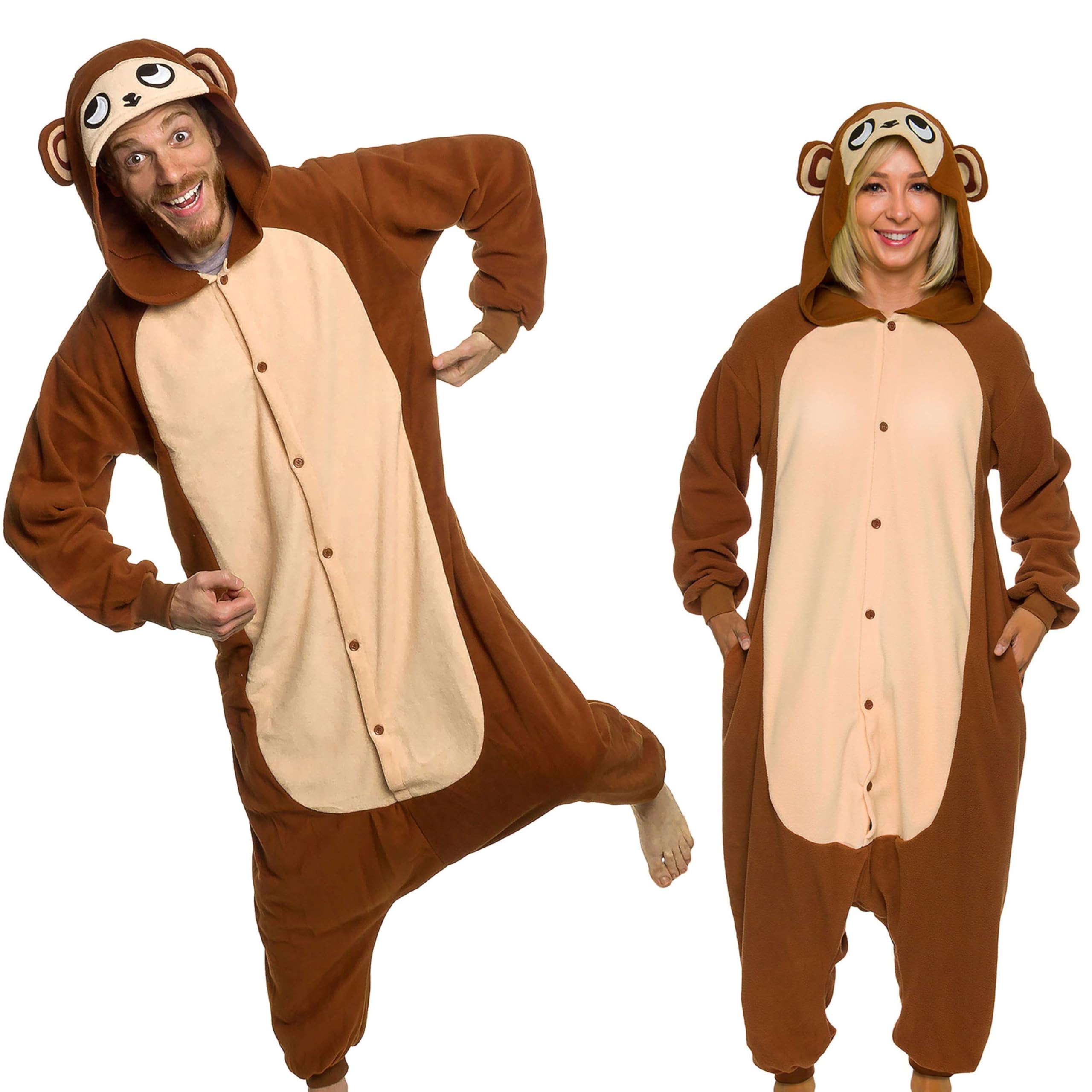 Funziez! Adult Onesie Halloween Costume Animal Dinosaur Shark Unisex Plush One Piece Cosplay Suit for Adults, Men and Women