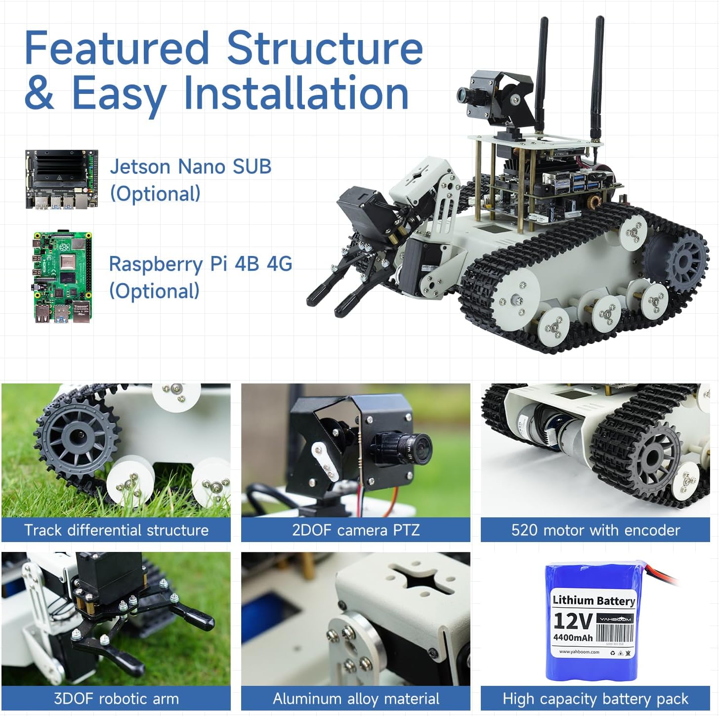 Yahboom Transbot-SE ROS AI Robot Tank - Programmable With Camera For Jetson Nano
