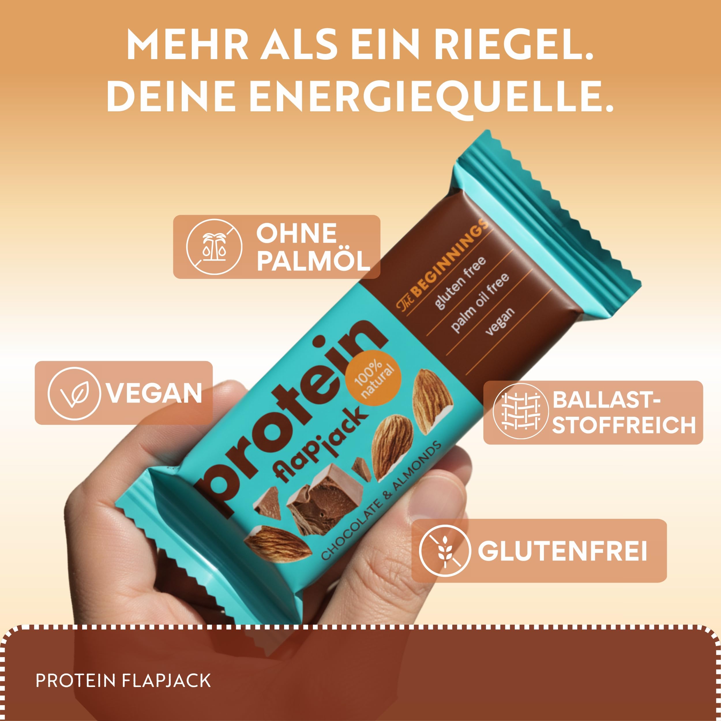 The BEGINNINGS Flapjack proteico all’avena Mix box 2 gusti x 10 barrette – 20 x 60 g (1,2 kg) – barrette proteiche di avena – vegan, senza glutine – con proteine vegetali