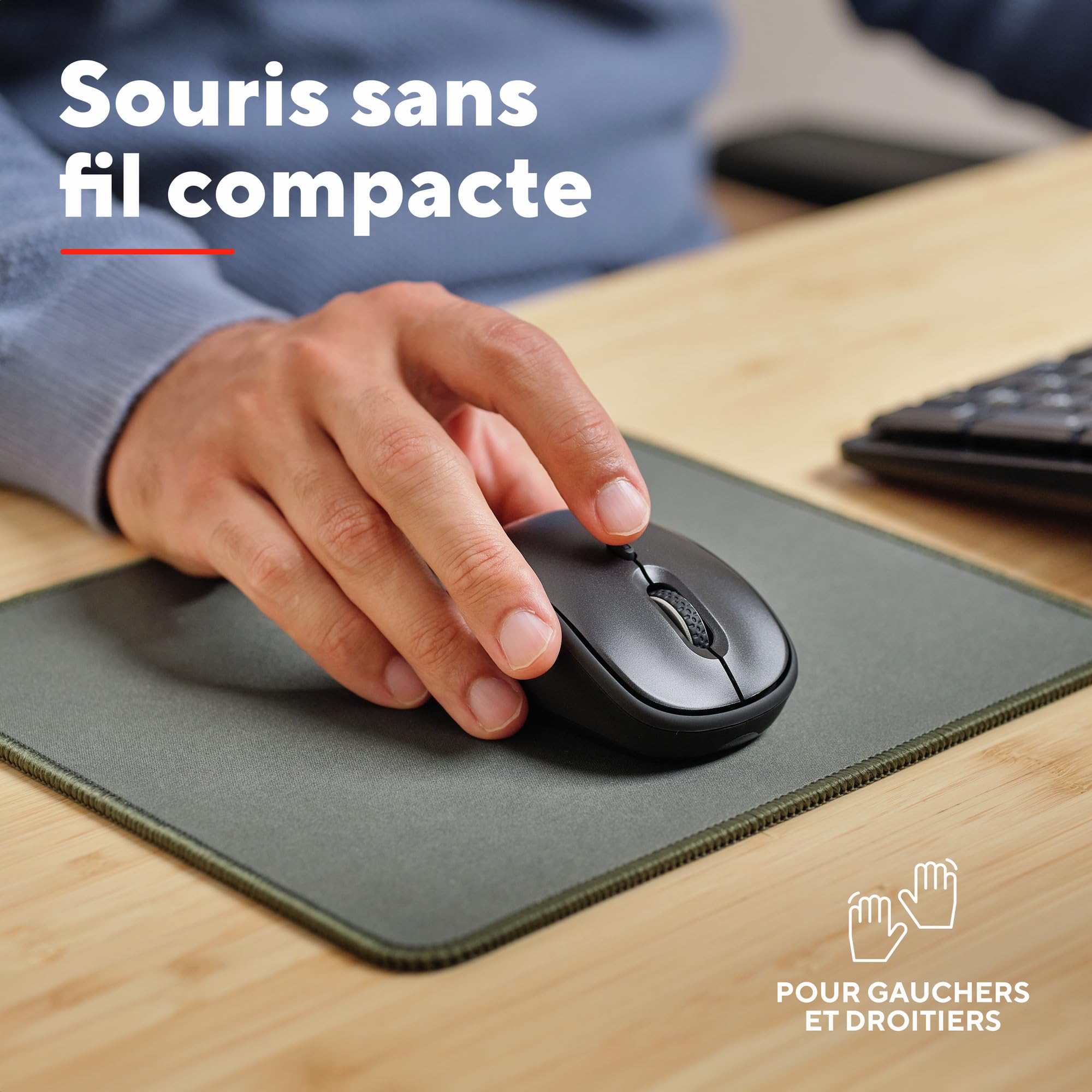 Trust Ymo II Pack Clavier et Souris sans Fil AZERTY Français Silencieux, Résistant aux Éclaboussures, Récepteur USB Unique, Noir