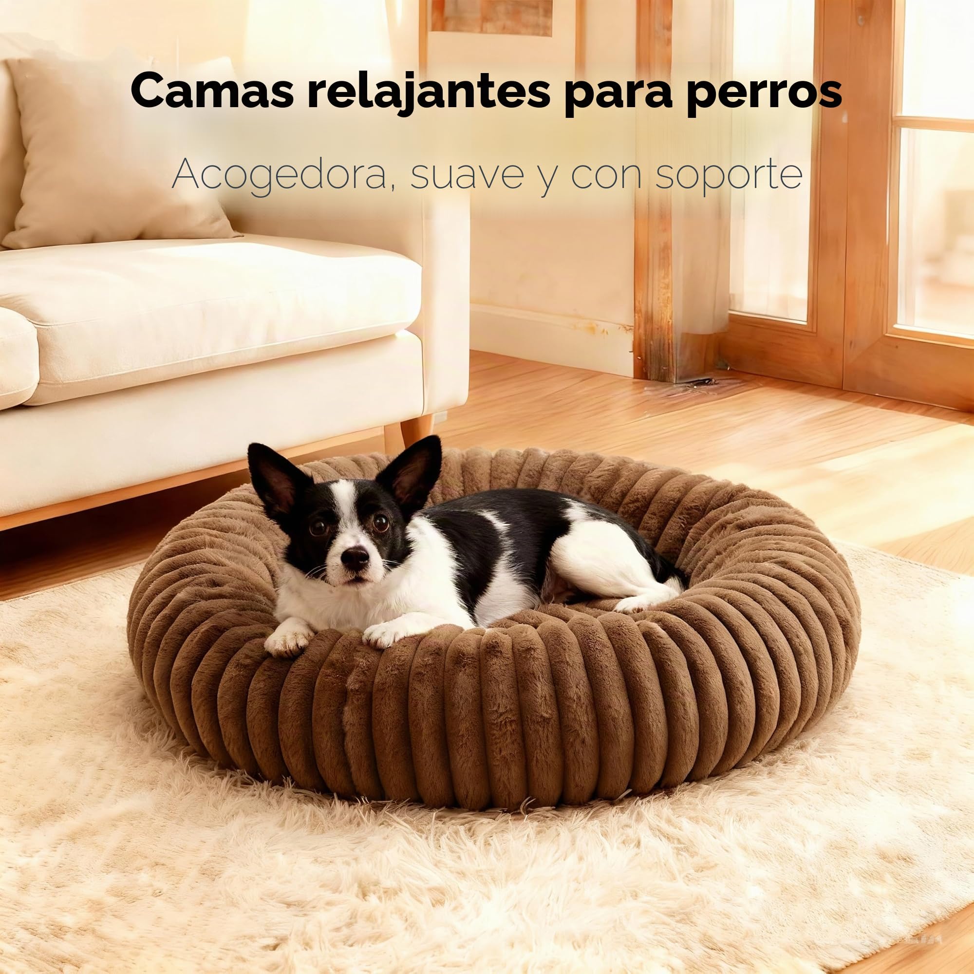 Cama Tipo Donut para Perros y Gatos Cama Redonda para Mascotas Cesta de Perros Relajante y Lavable Cesto de Felpa para Gato Sofá para Perros y Gatos Pequeños/Medianos