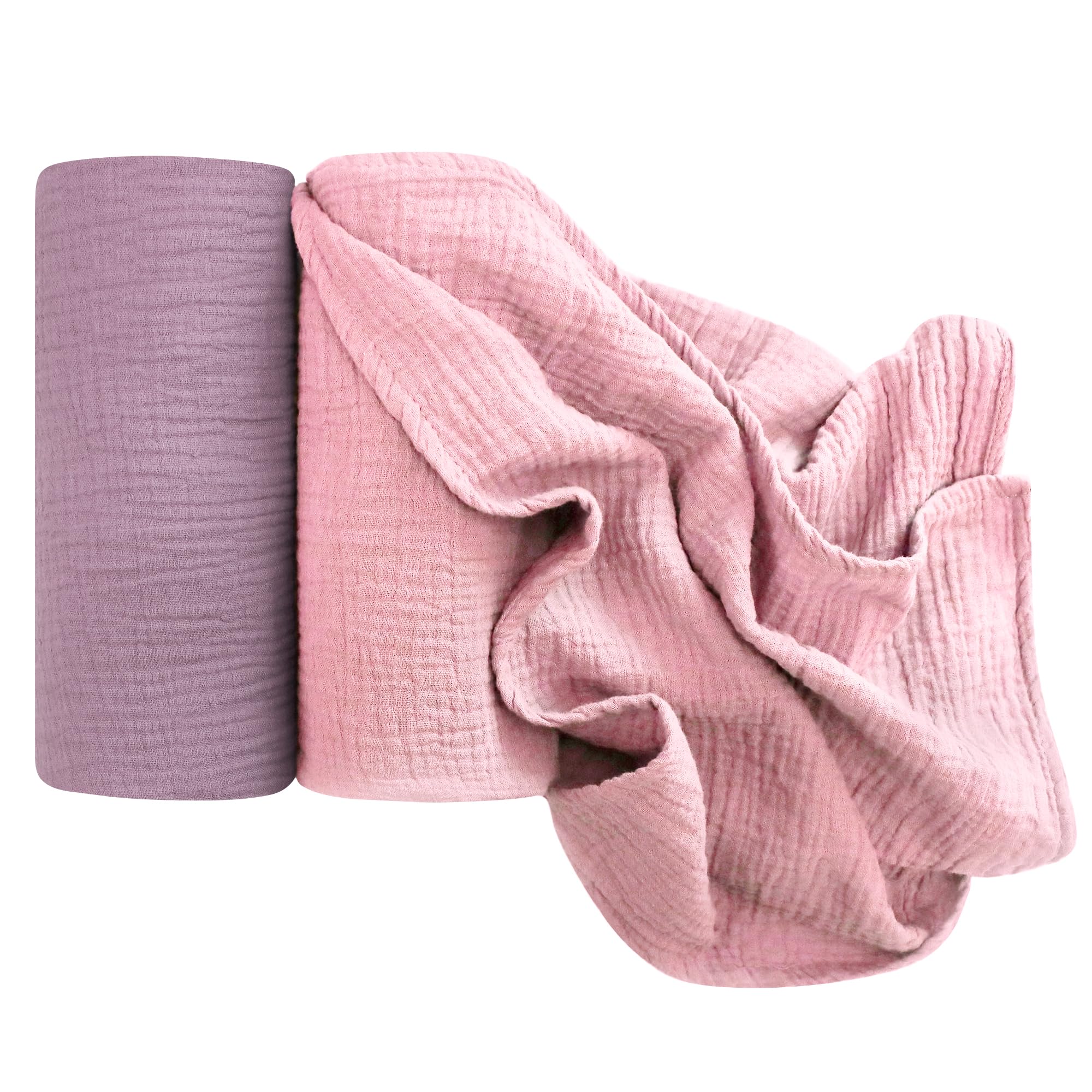 Baby Pucktuch Musselin-Wickeldecken 104x94cm Ultraweiche Atmungsaktive Decken aus 100 % Baumwolle für Neugeborene Jungen und Mädchen Vielseitig Einsetzbar als Wickeltuch Stilltuch(Lila&rosa)