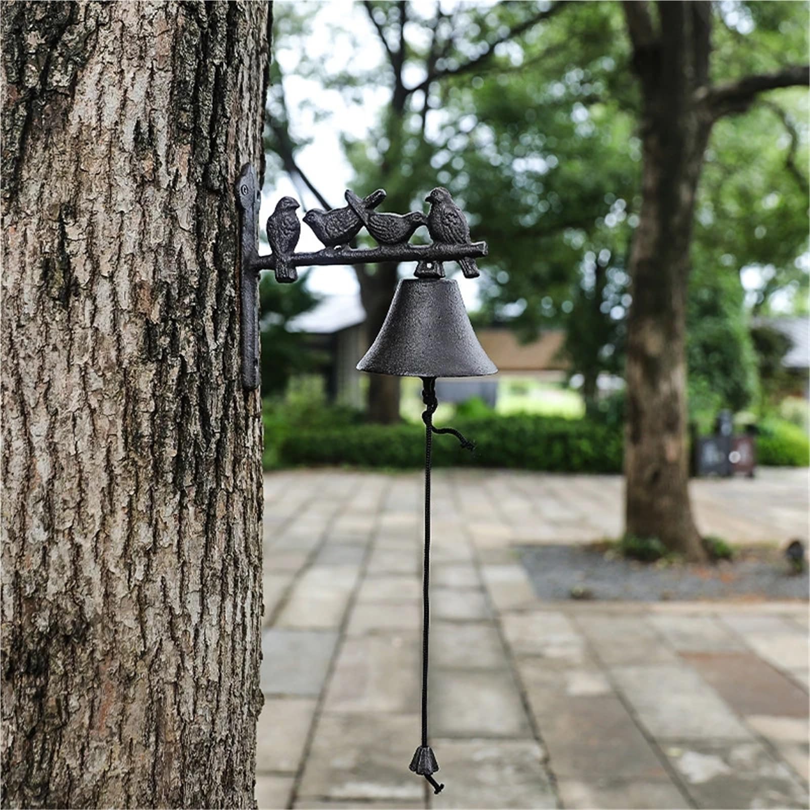 Campana da muro retrò in ghisa a manovella per Porte, Bar, Pub | Giardino domestico della porta montata sul ramo