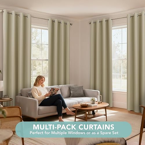 Miniatura 6 de BONZER Cortinas 100% opacas de 84 pulgadas de largo, 4 paneles de cortinas de ventana con aislamiento térmico, cortina de privacidad de una sola
