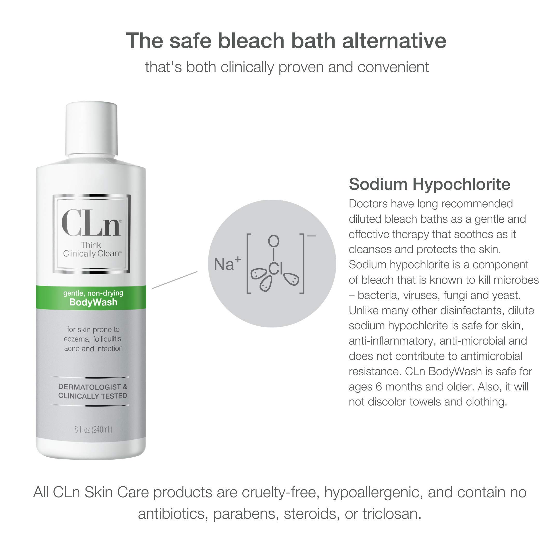 CLn BodyWash Moisturizing Body Wash, For Skin Prone to Eczema