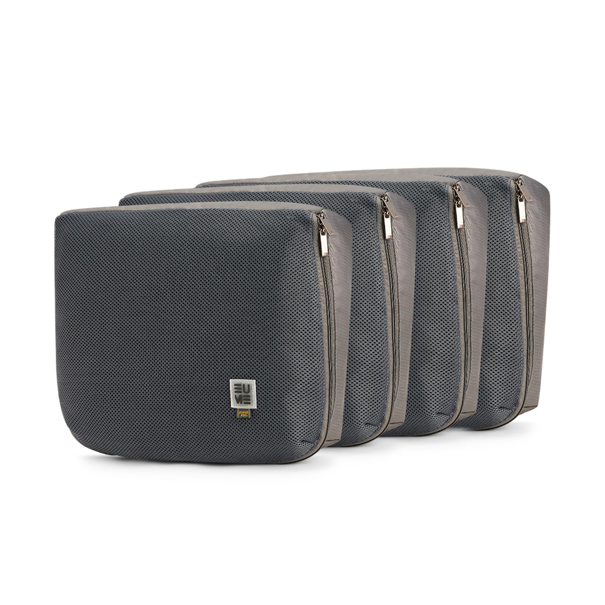 EUME Storage Pods, Set of 4 - Polyester Packing Cubes for Men and Women Luggage Travel Organizer set of Packing Bag (4 Large) (Grey)-image-47