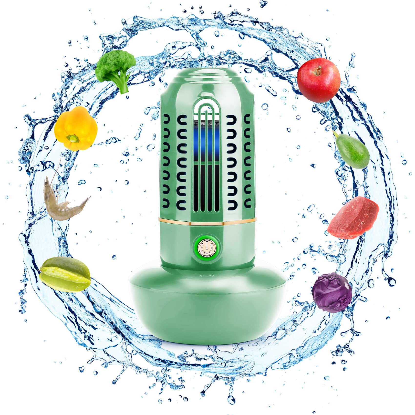 Fruit and Vegetable Washing Machine, Fruit Cleaner Device Veggie wash, Fruit and Vegetable Purifier in Water - Deeply Cleans Keep Fresh, Small Portable Cleaning Home Gadgets, Green