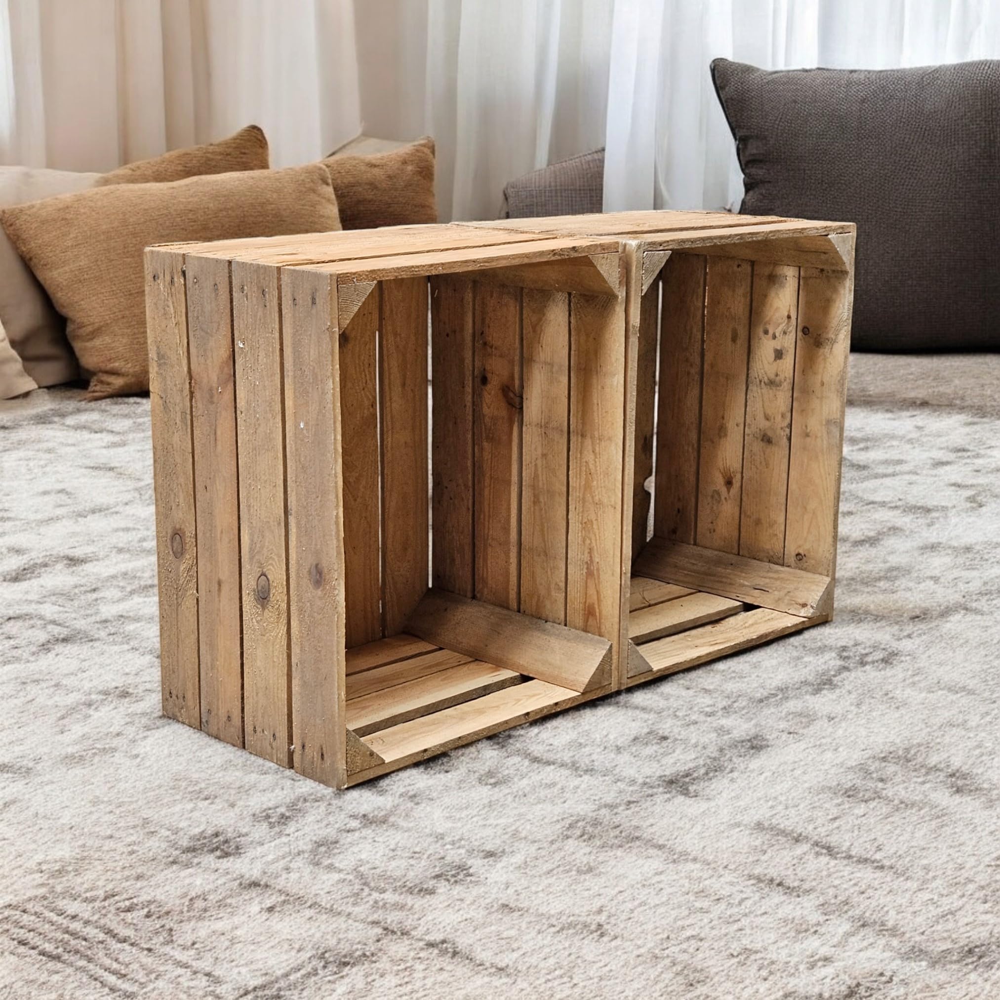Caisses En Bois Vintage Lot De 3 - 50x40x30 Cm - Cagettes Fruits Originales Pour Décoration Et Meubles