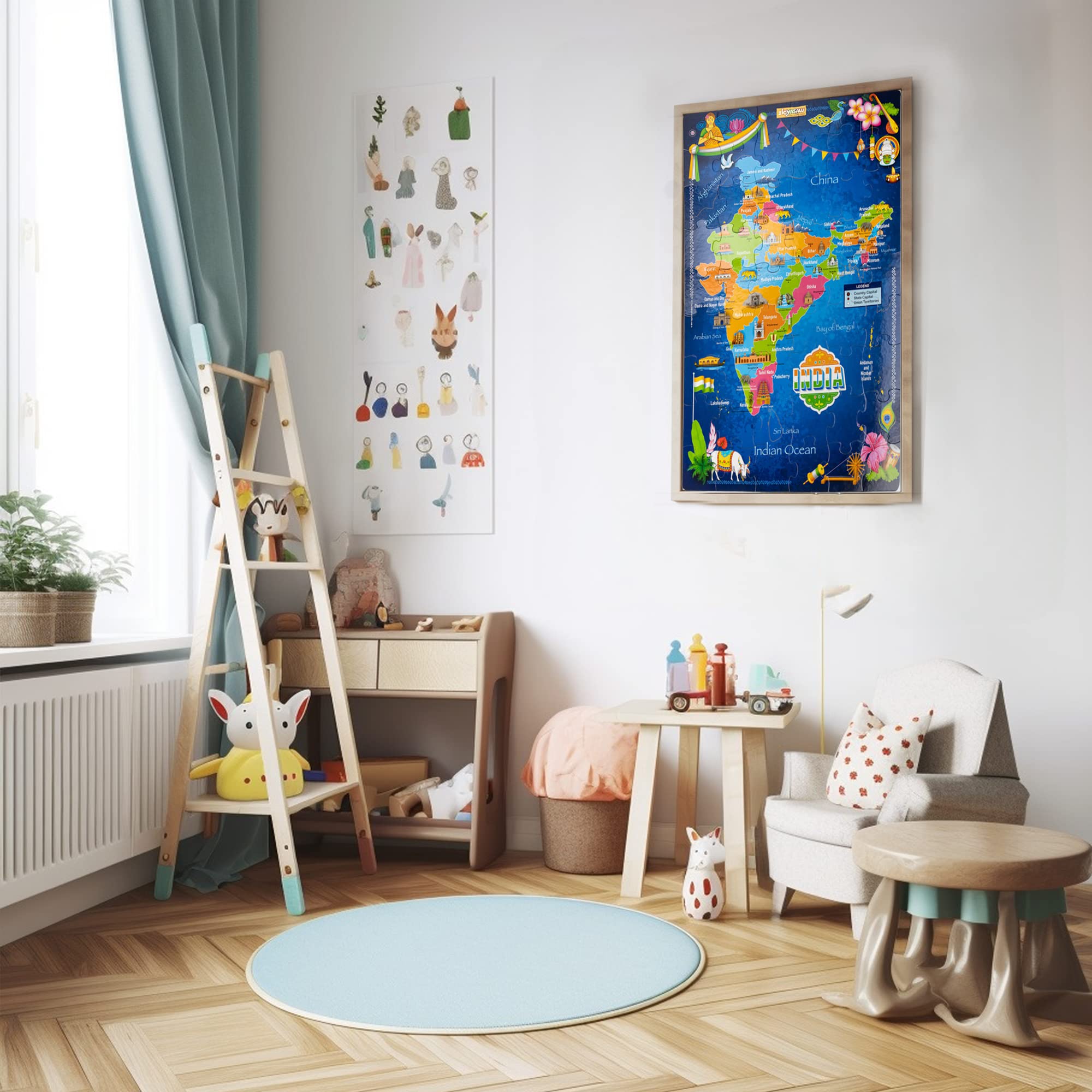 Zigyasaw Map of India & States Premium Giant Cardboard Floor Puzzle Game for 5 Years+ Old Kids| Puzzle Size 36 Inches x 24 Inches When Assembled | Pre School Game Equipment