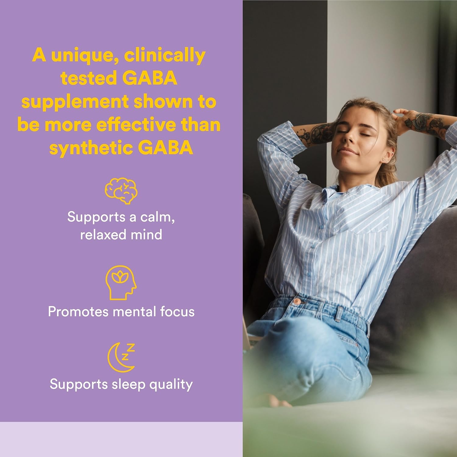 Natural Factors Pharma GABA - Dietary Supplement Supports Calm Sleep & Sleep Quality - Natural, Fast-Working Supplement Aids Focus & Brain Health - 60 Chewable Tablets (30 Servings)