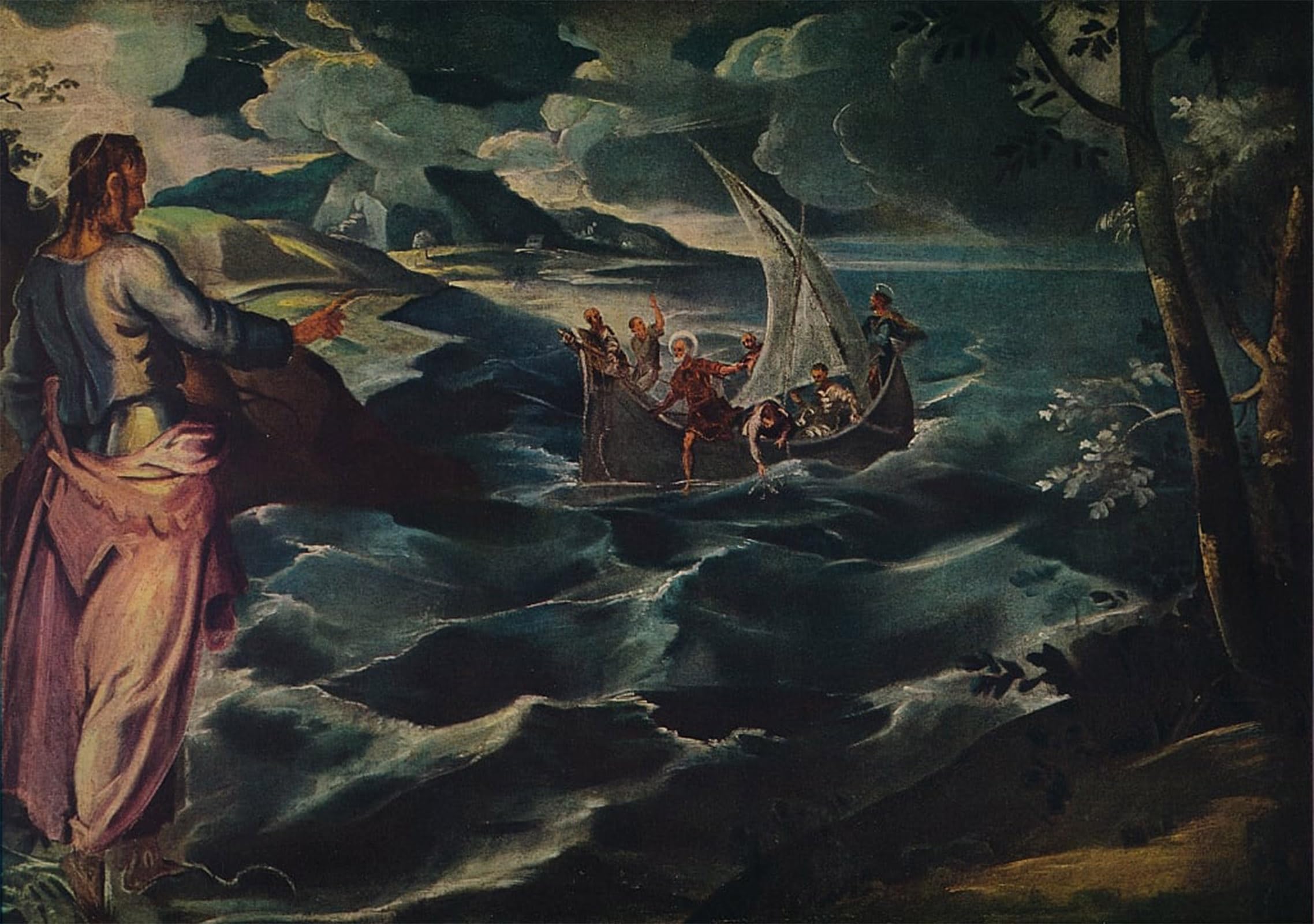 ARTXLXXBN Famous Art Print Poster Vintage Wall Art Christ At the Sea of Galilee by Jacopo Robusti Tintoretto Canvas Art Poster for Home Decor 60x90cm