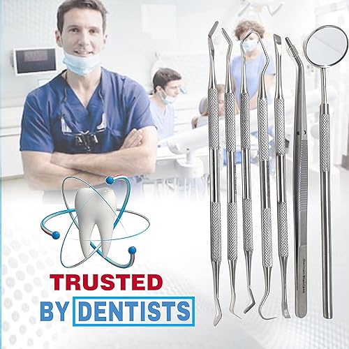 Miniatura 4 de Heidman Instrumentos restauradores de llenado dental (0.079 pulgadas, 0.088 pulgadas, 0.18 pulgadas) con bandeja escaladora, espejo dental, raspador