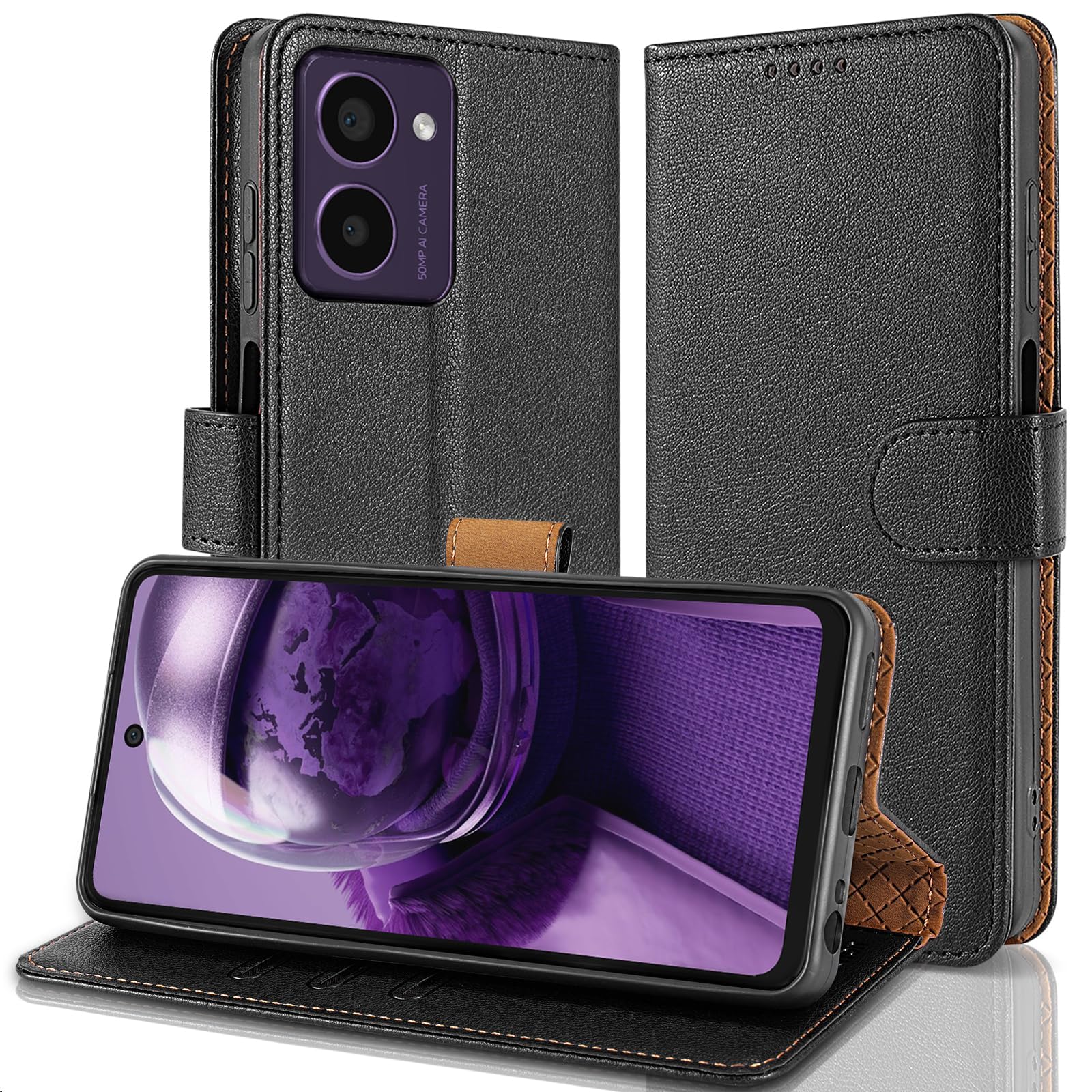 Case Collection for HMD Pulse/Pulse+ / Pulse Pro Phone Case - Leather Folio Flip Kickstand Shockproof Cover with RFID Blocking Card Slots Wallet for HMD Pulse Pro Case Black