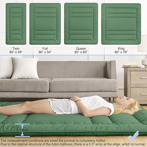 Miniatura 3 de ZPECC Colchón de futón japonés  Espuma de alto soporte plegable Shikibuton Tatami Mat con correas, almohadilla para dormir para invitados de casa,