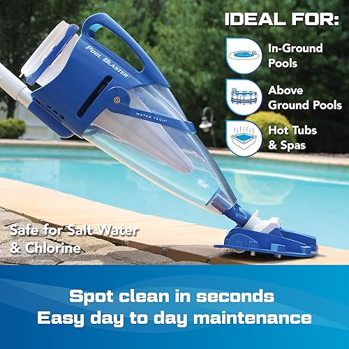 Miniatura 10 de Water Tech Pool Blaster Aqua Broom XL Ultra - Aspiradora inalámbrica para piscina y spa con juego de poste, a pilas, sin manguera, para jacuzzis,
