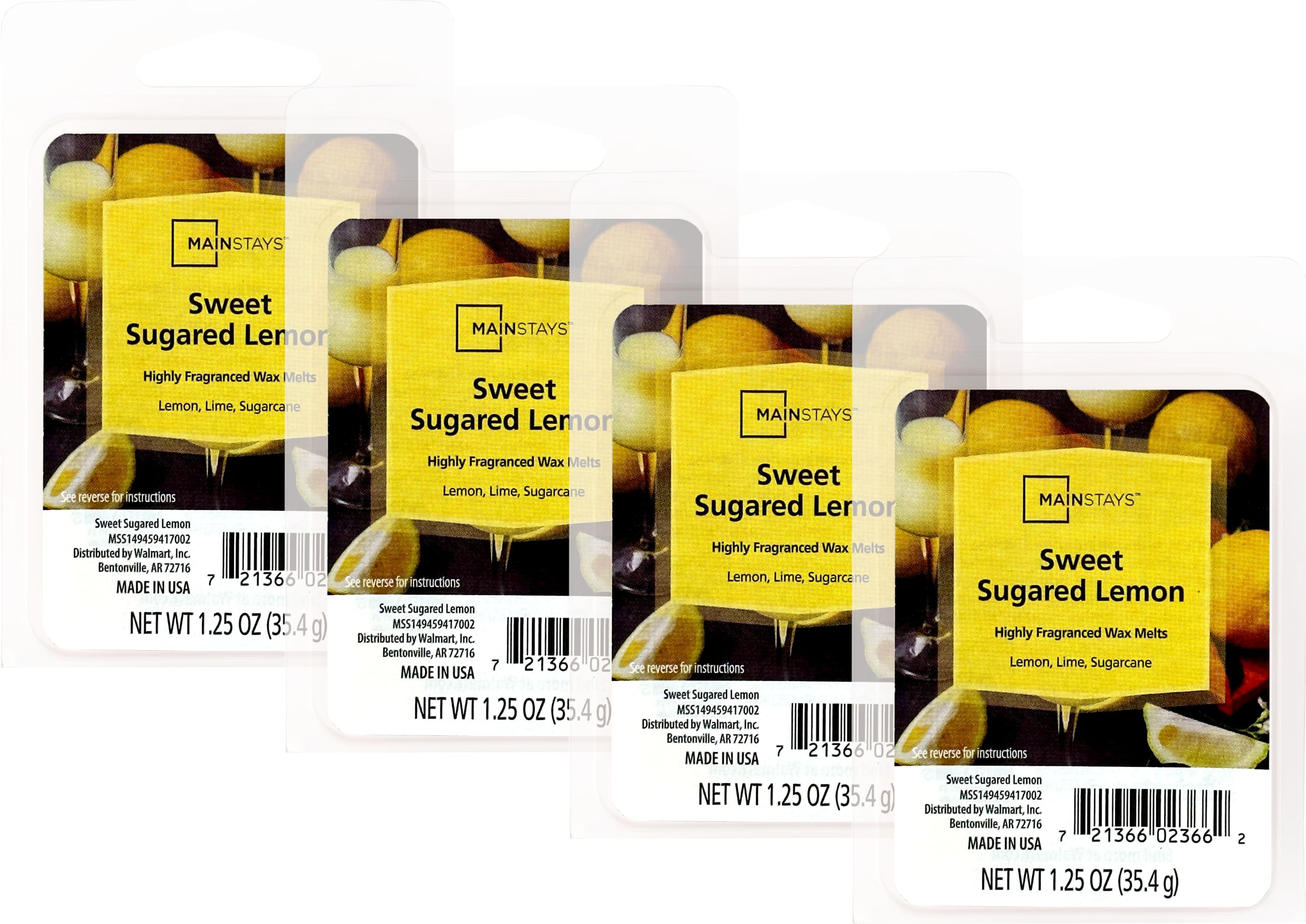 Mainstays Sweet Sugared Lemon Wax Cubes 4-Pack