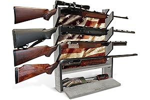 Rush Creek Creations Patriotic Gun Wall Rack for 4 Guns, Rifle, or Shotguns