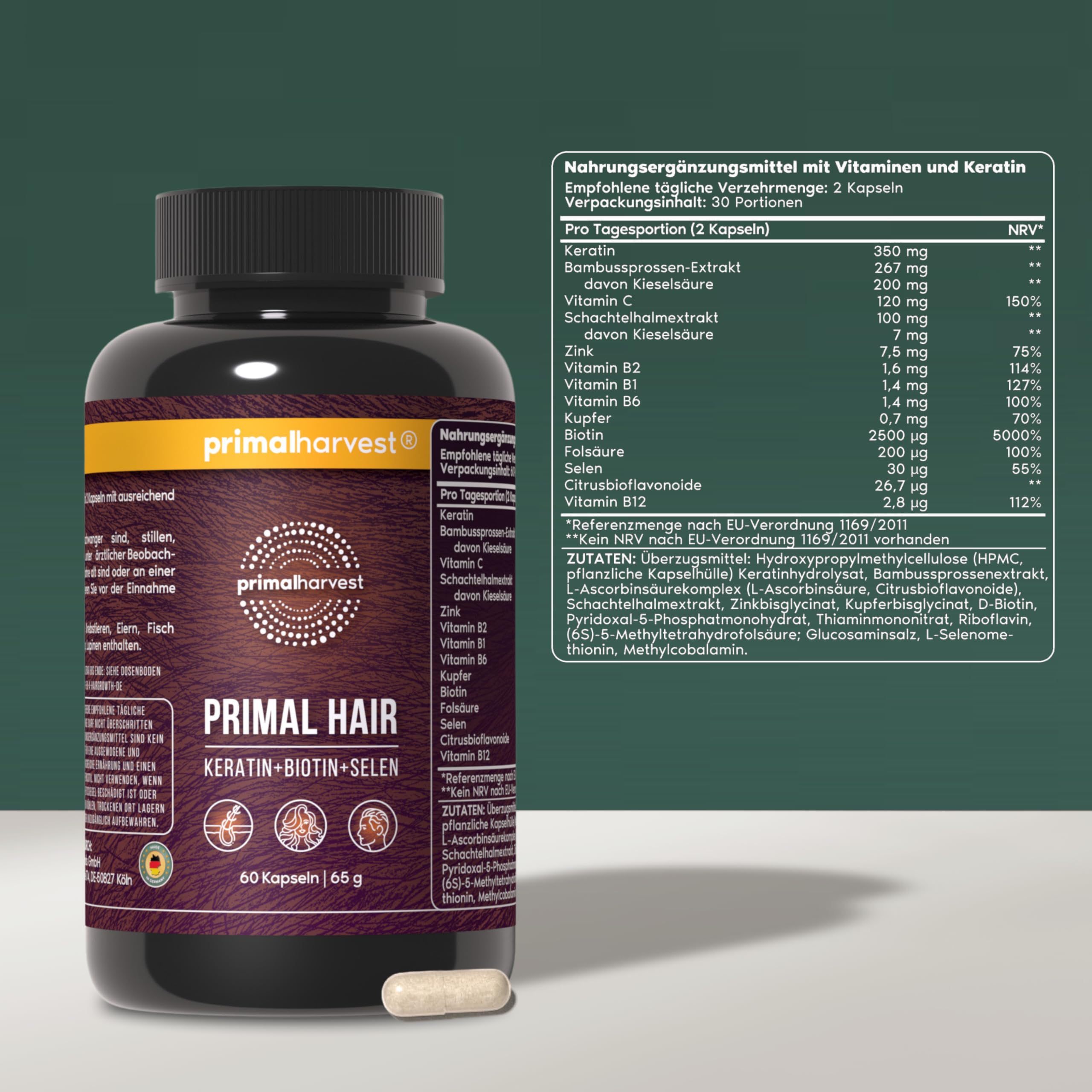 Primal Hair – Tägliches Supplement, gluten- & milchfrei, vegetarisch
