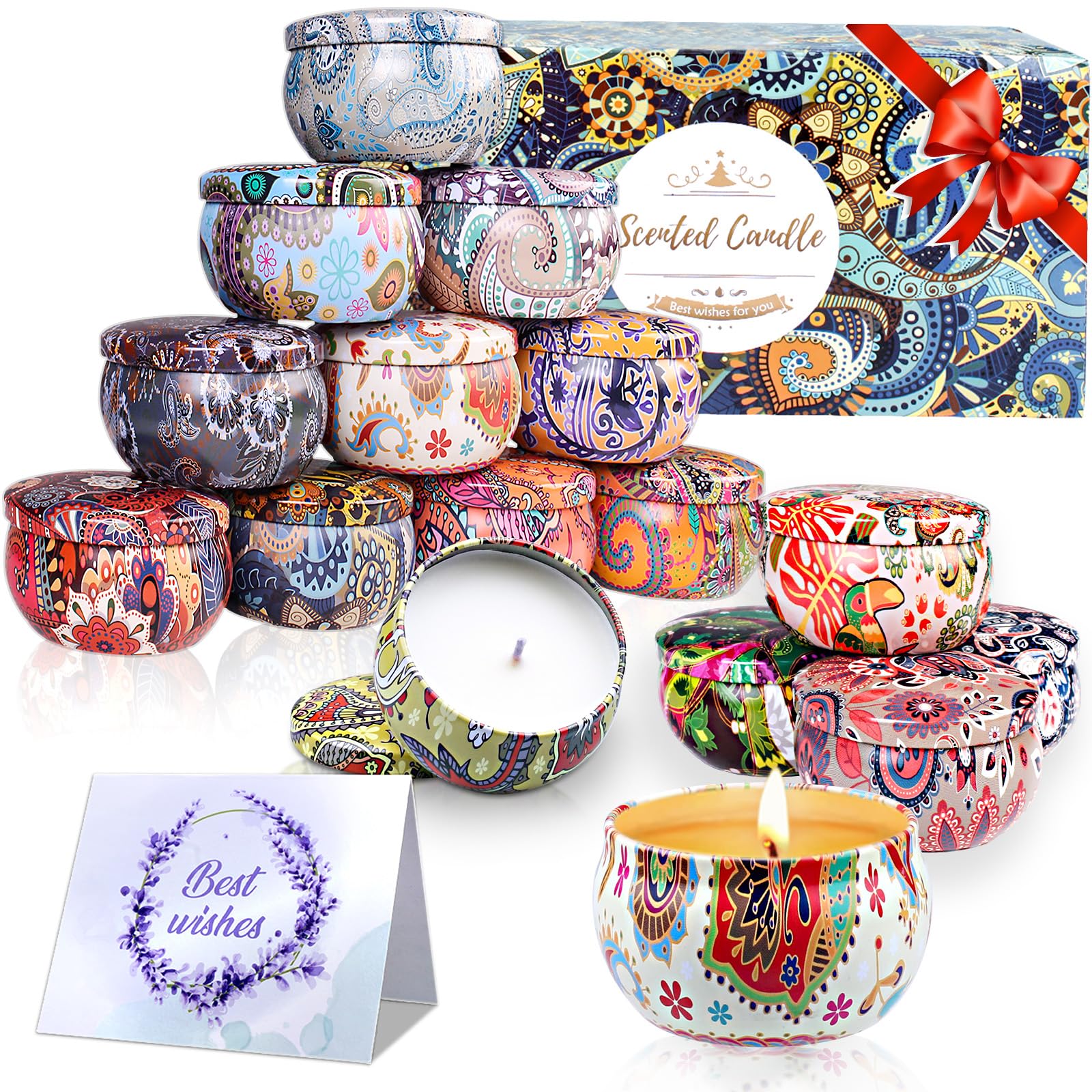 Coffret Cadeau 16 Bougies Parfumées – Cire De Soja Naturelle – Parfums Fleurs, Fruits, Bois – Brûlée 5-6 H – Idéal Fête Des Mères, Noël, Anniversaire - 9