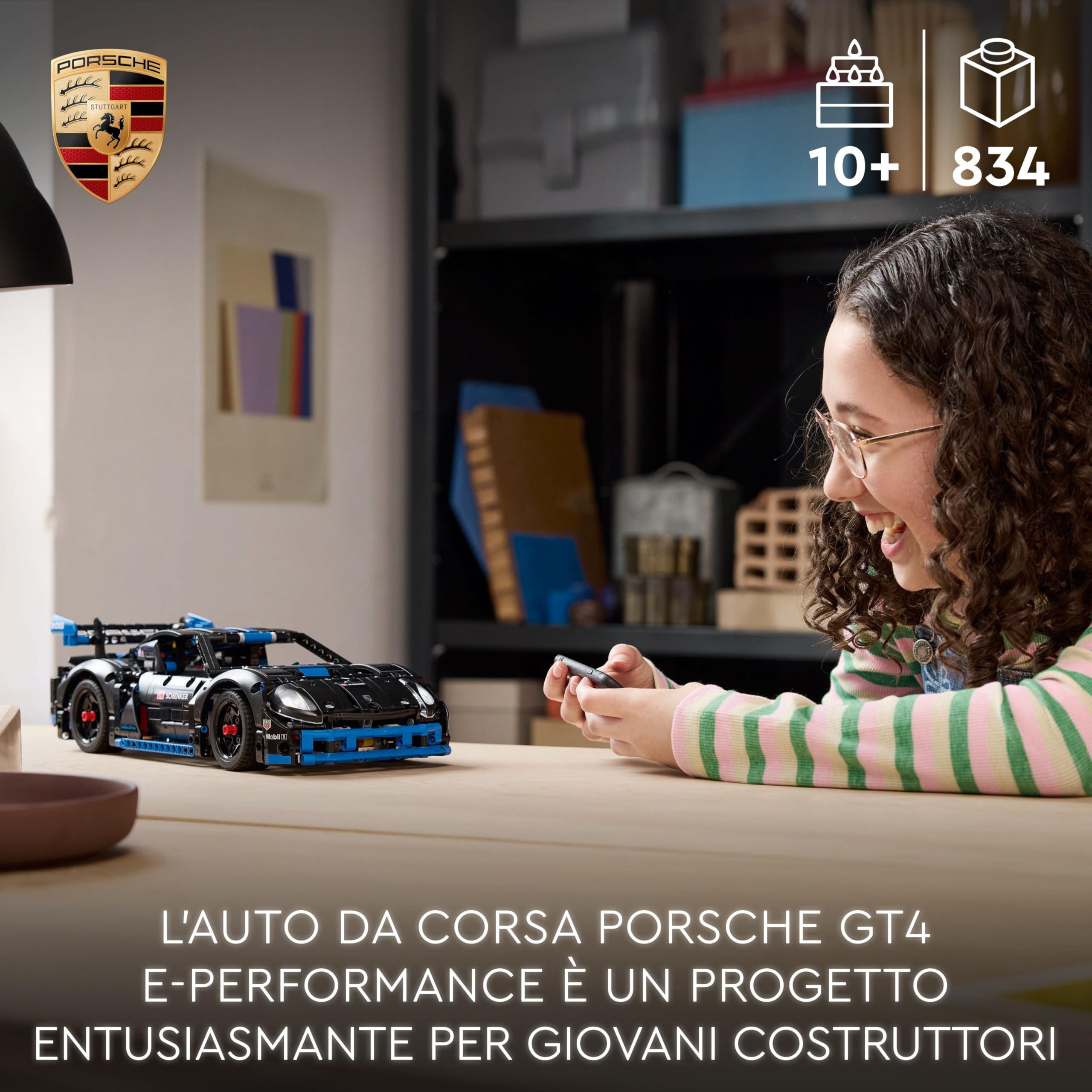 LEGO Technic Auto da Corsa Porsche GT4 e-Performance, Macchina Giocattolo Telecomandata per Bambini da 10 Anni, Modellino di Auto da Costruire Interattivo, Regalo per i Fan dei Veicoli Supercar 42176