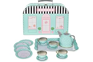 HearthSong 15-Piece Weekend in Paris Pretend-Play Tin Tea Set
