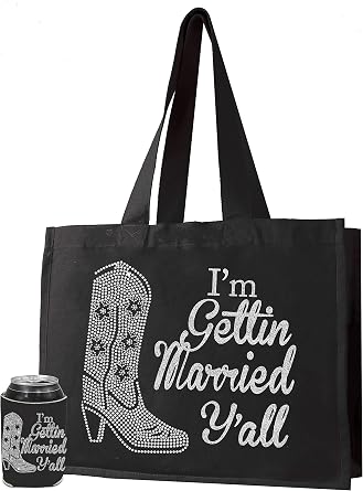 RhinestoneSash Gift Bag for Bride - Bridal Shower, Bachelorette Party Supplies - JUMBO SIZE 18" x 14" Wedding Tote