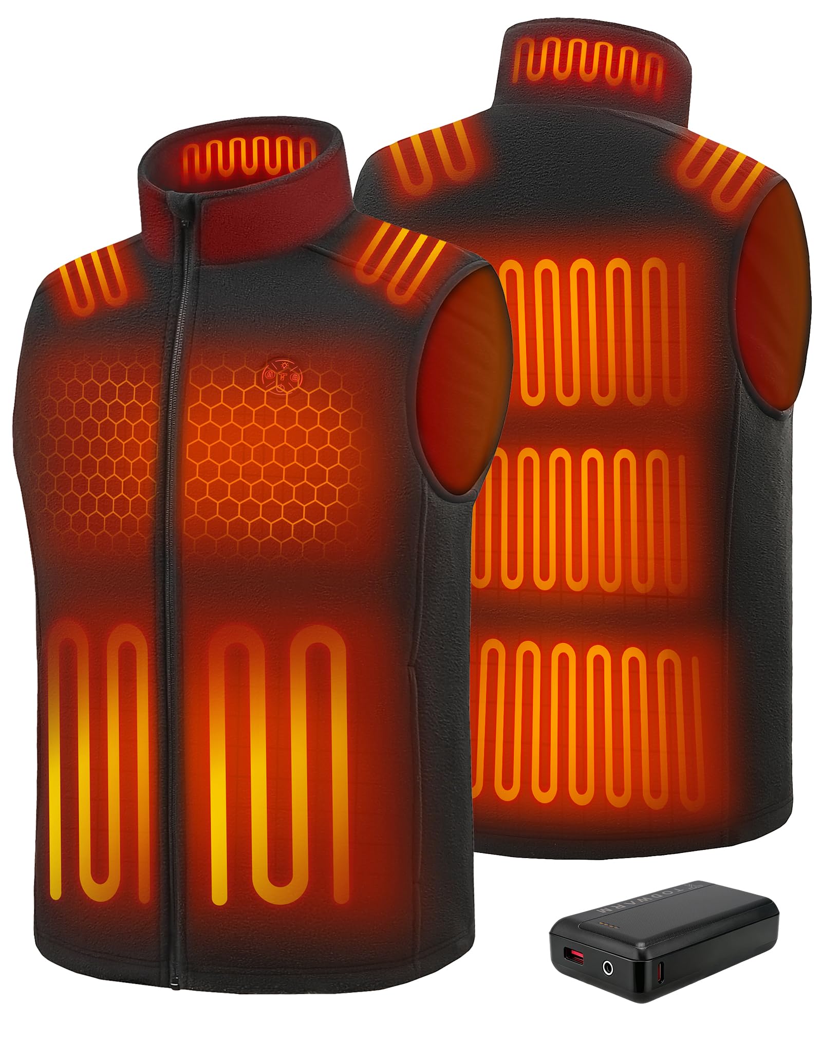 Fleece Heizweste Herren Beheizbare Weste mit 16000mAh Powerbank