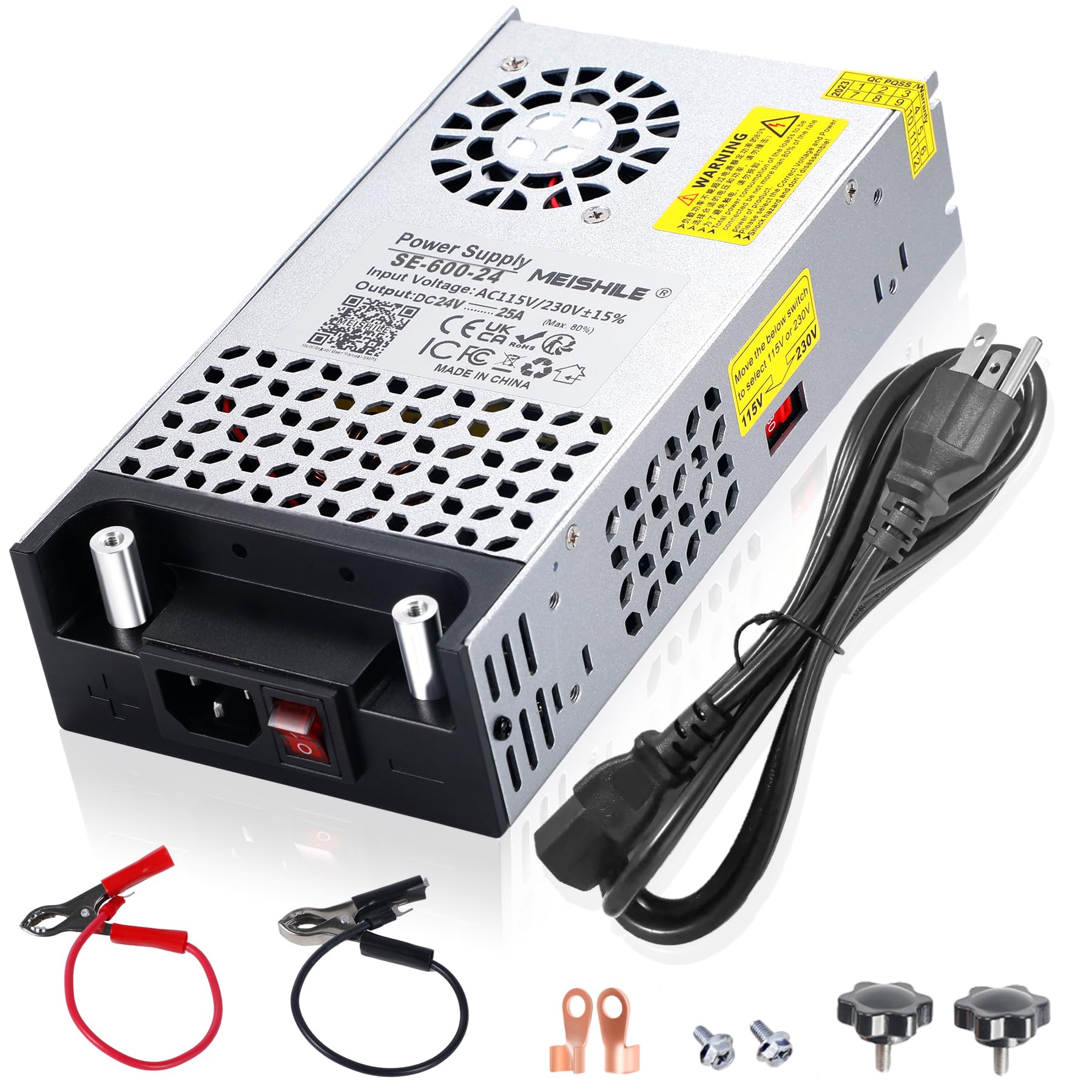 MEISHILE24V 25A 600W Switching Power Supply Universal AC to DC Transformer Converter for LED Driver Strip Light Lamp, Amplifier, Machine, 120V 110V to 24Volt 3A 4A 5A 8A 10A 15A 20Amp