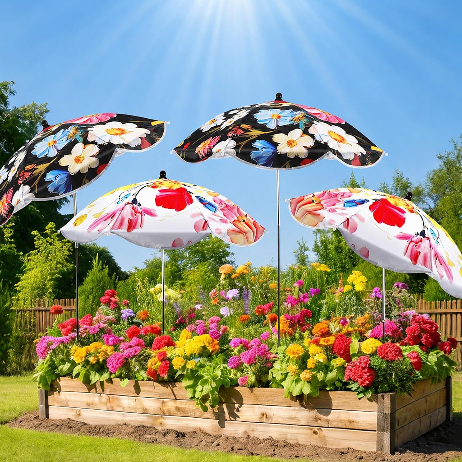 Plant Umbrellas for Outdoor Plants 50" High 26" Large Plant Shade Umbrella with 4 Adjustable Angles Flower Garden Shade Cover Sun Protection Umbrella for Potted Plants Garden Bed Flower Pot