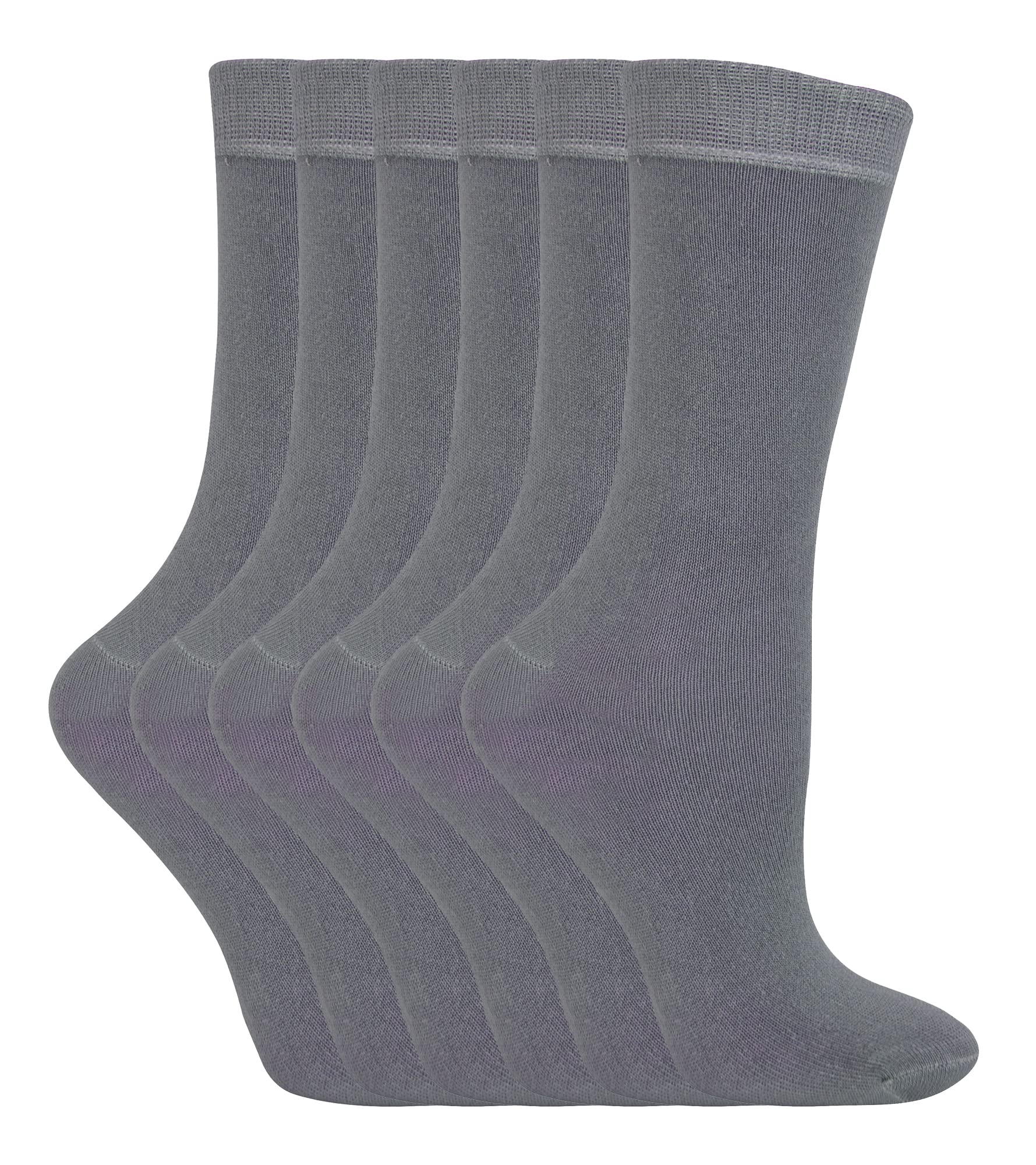 Sock Snob 6 Pack Girls & Boys Super Soft Breathable Organic Bamboo Socks - Grey / 12-3
