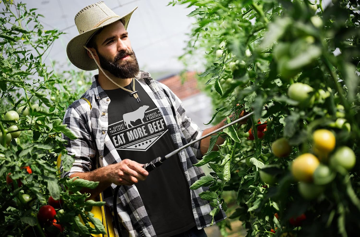 Mens Support Your Local Farmers Eat More Beef Farm to Table Short Sleeve T-Shirt Graphic Tee