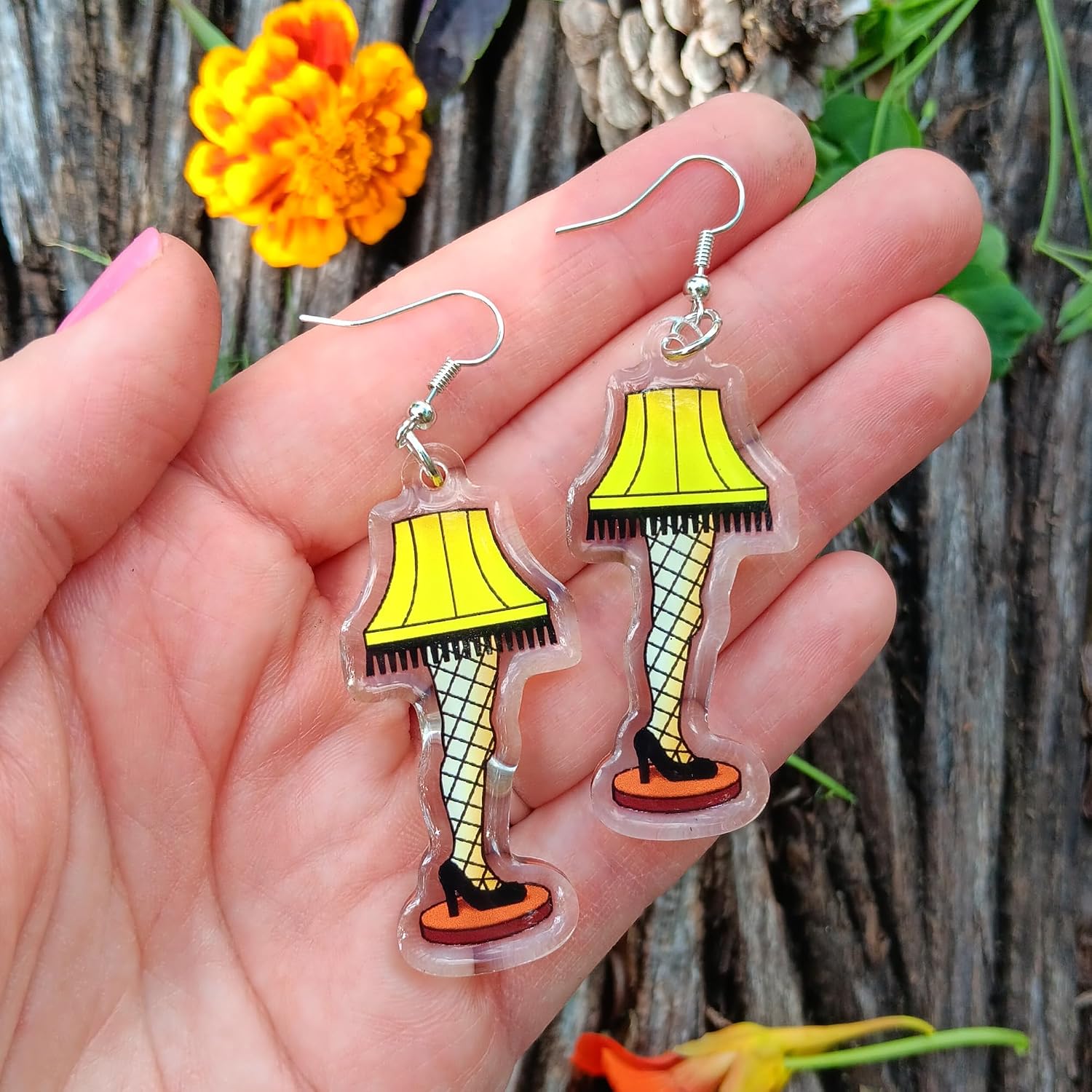 A Christmas Story Leg Lamp Funny Nickel Free Pendant Dangle Earrings, Classic Xmas Stocking Stuffer Holiday Movie Conversation Piece Gift Jewelry