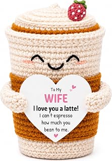 Gifts for Wife Her from Husband, to My Wife Funny Crochet Coffee | Romantic Wedding Anniversary Birthday Valentines Gifts for Women Her, Small I LOVE YOU A LATTE Sign Decor